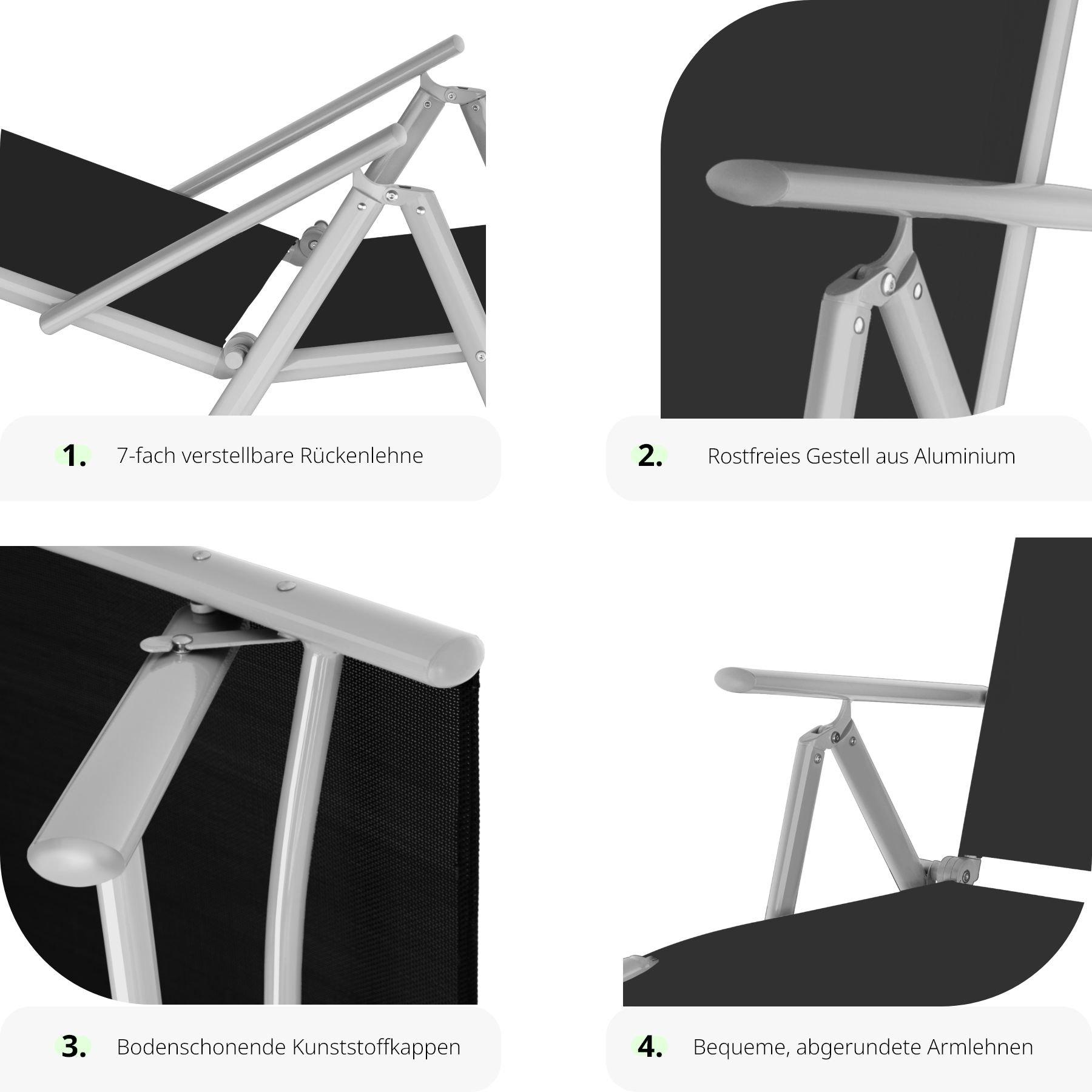 Tectake Gartenliege Textilene-Gewebe mit Aluminiumgestell