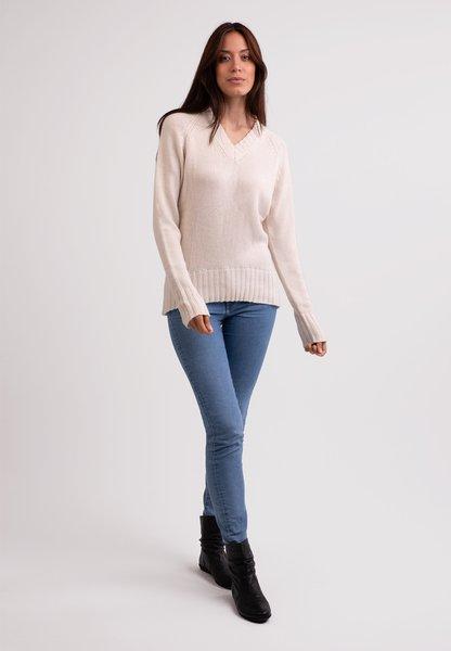 CASH-MERE.CH Recycelter Kaschmir V-Ausschnitt Pullover