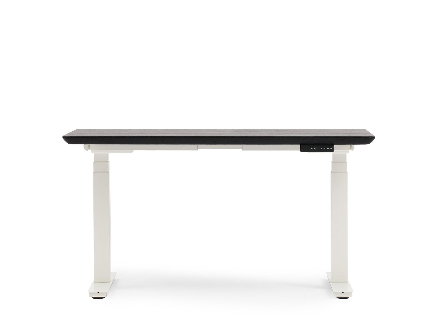 Oakywood Standing Desk Holztisch mit Höhenverstellung - aus Massivholz - Schwarz / 140x70 / Weiß