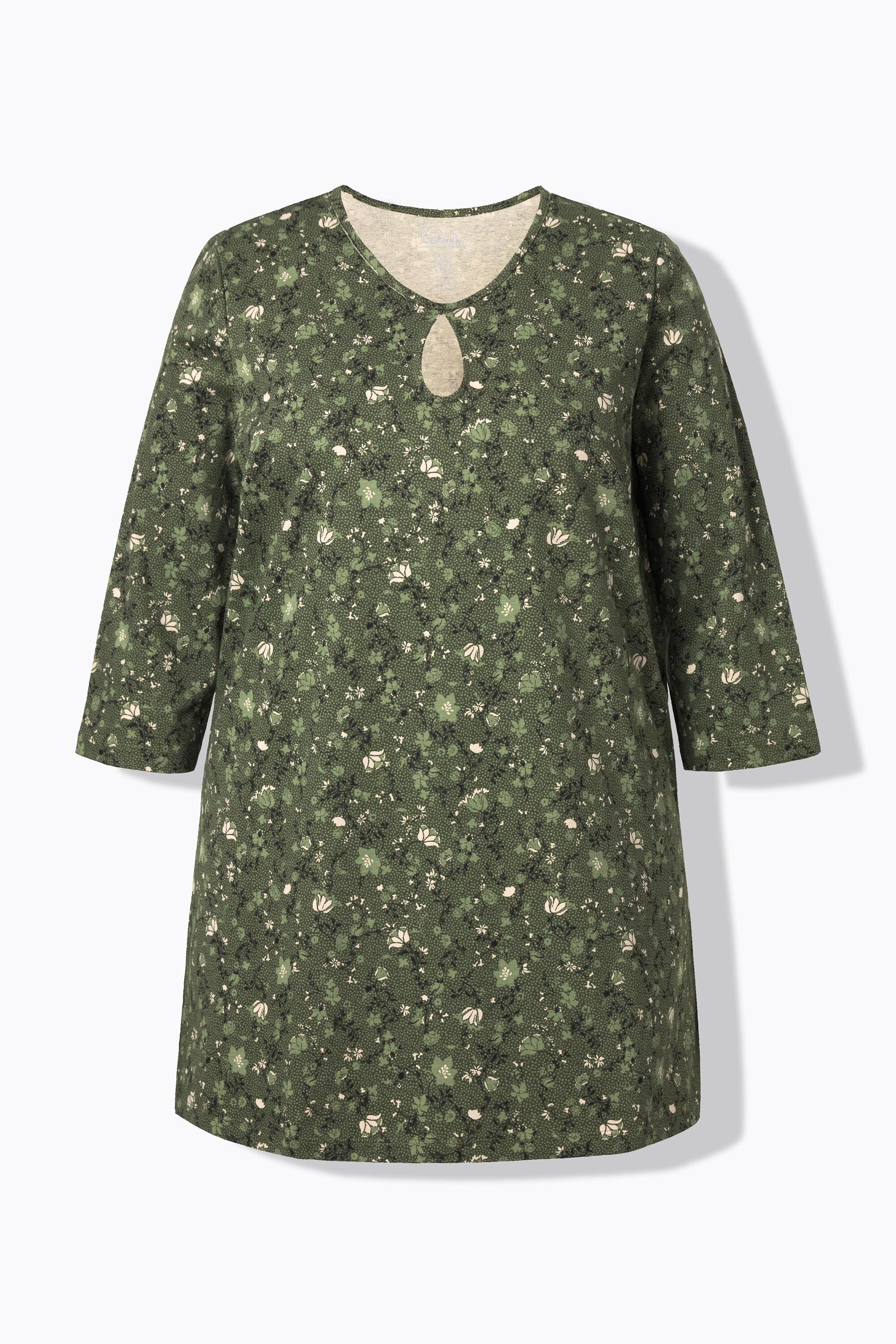 Ulla Popken Longshirt A-Linie Rundhalsausschnitt 3/4-Arm