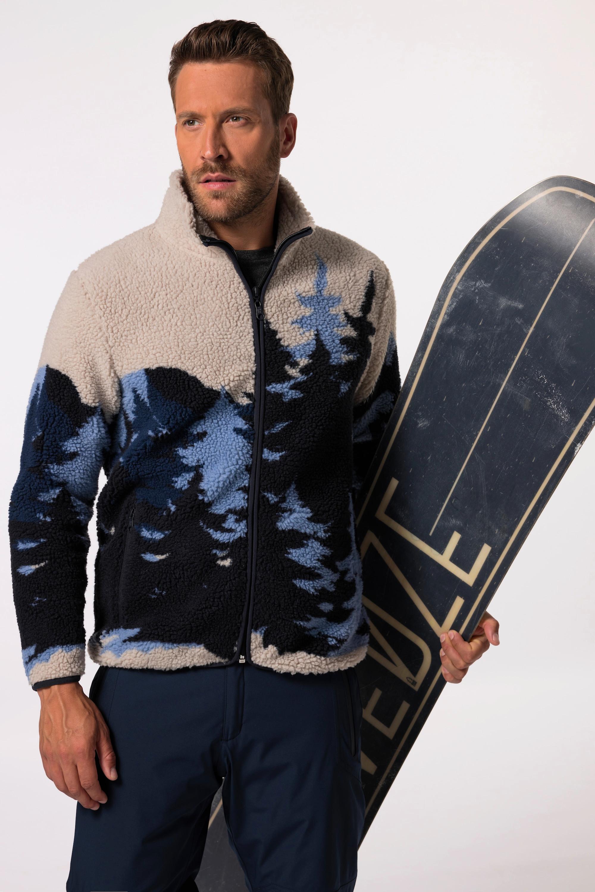 JP1880 Teddyjacke, Skiwear, Jacquard, Stehkragen, bis 7 XL