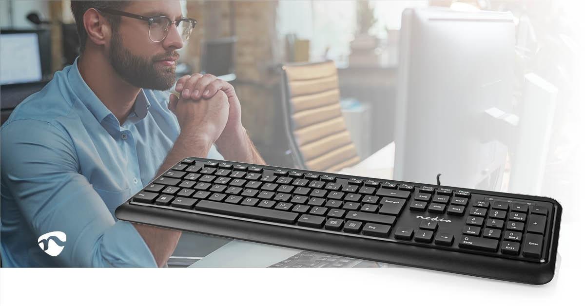 Nedis Kabelgebundene Tastatur | USB-A | Multimedia | QWERTZ | DE Layout | Ziffernblock