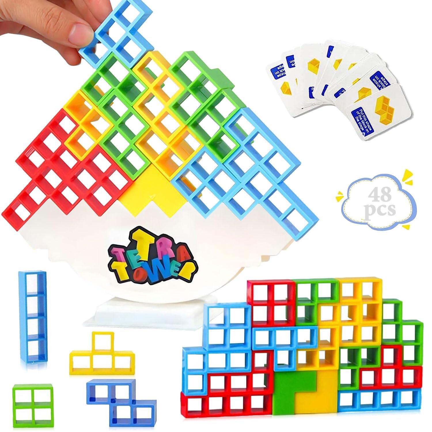 Activity-board 48 Stück Tetra Tower Spiel,Tetris Tower Balance Spiel,Tetris Balance Spielzeug