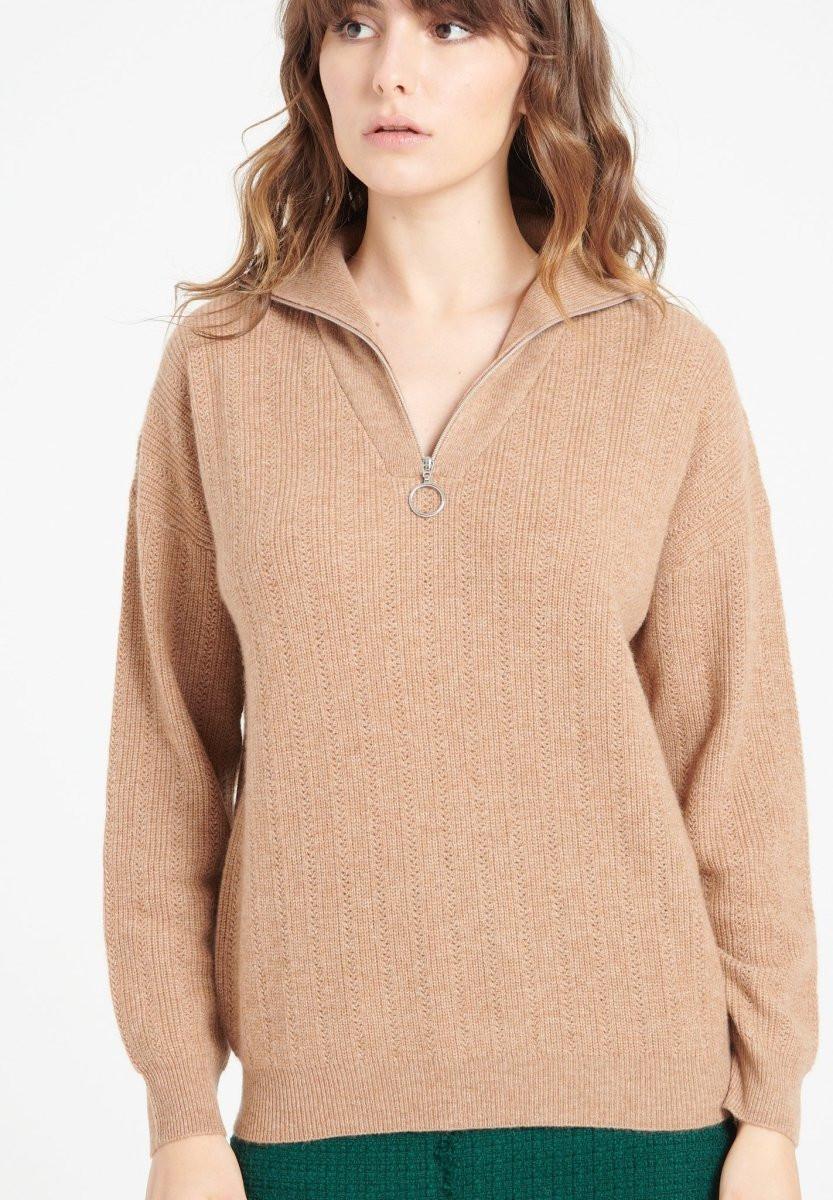 Studio Cashmere8 LILLY 28 Pullover mit Schornsteinkragen und Reißverschluss - 100% Kaschmir