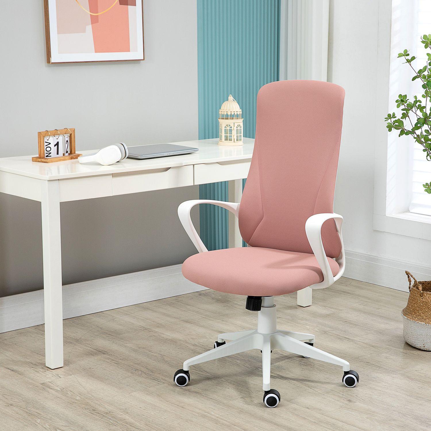 Northio Bürostuhl Wippfunktion, Höhenverstellbarer Schreibtischstuhl, Ergonomischer Computerstuhl, Stretchstoff, Rosa