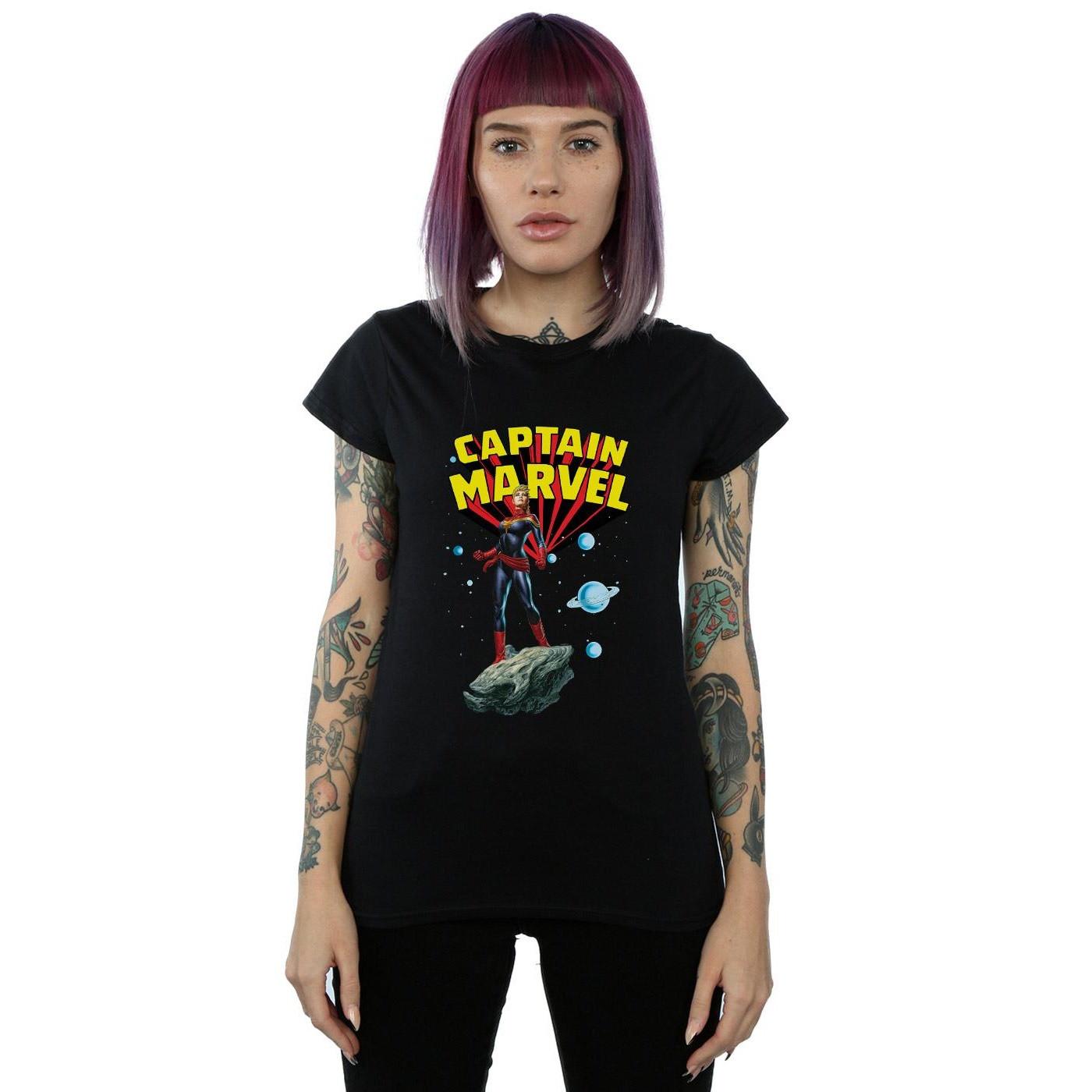 Captain Marvel Action Pose Grafikdruck T-Shirt