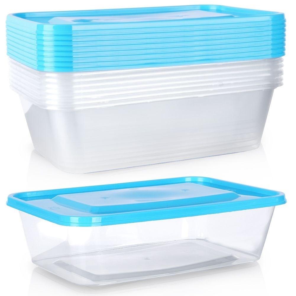 B2X 10er-Set rechteckige Lebensmittelboxen, 650 ml, Kühlschrank & Mikrowelle