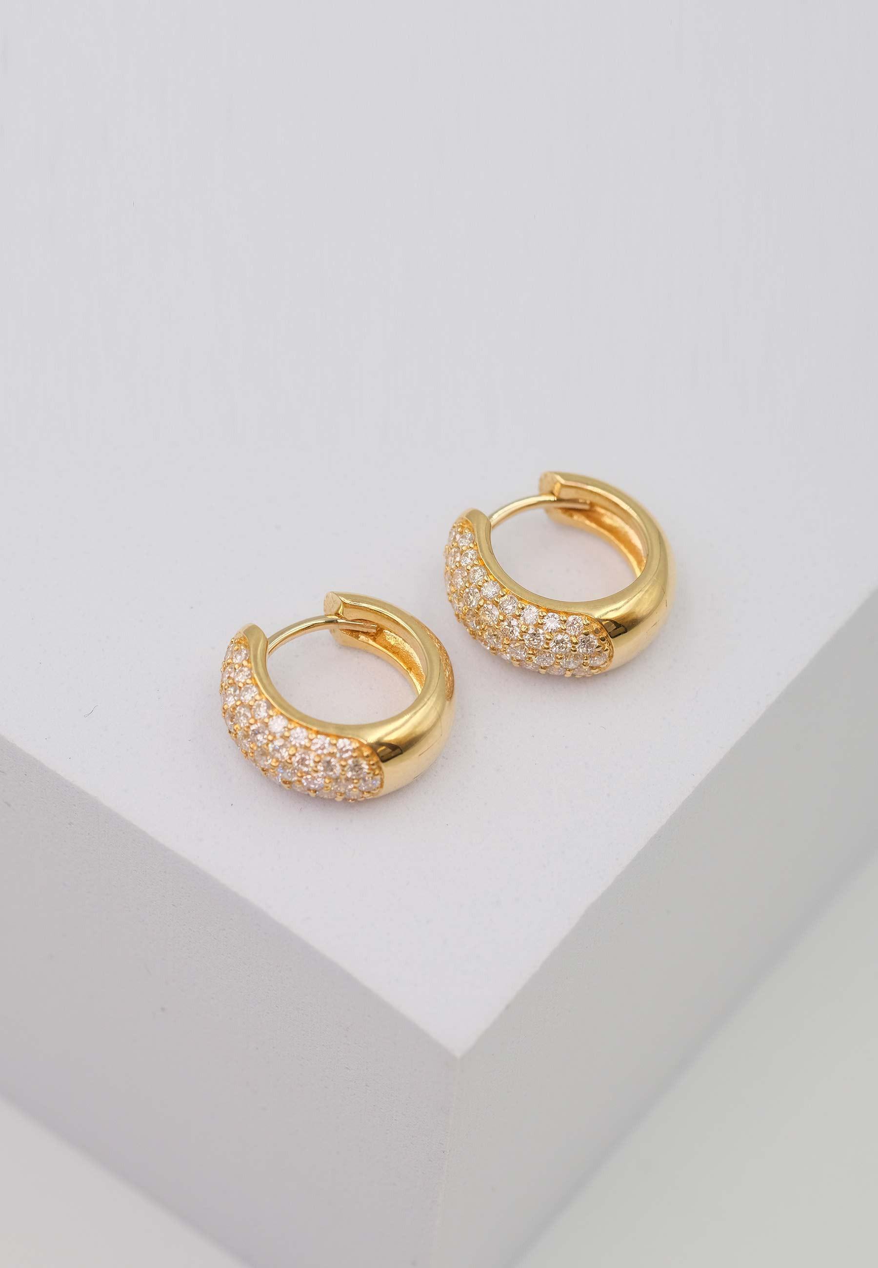 MUAU Schmuck Creolen Gelbgold 750 Brillanten 0.83ct. Scharnier 13.5x5.7mm