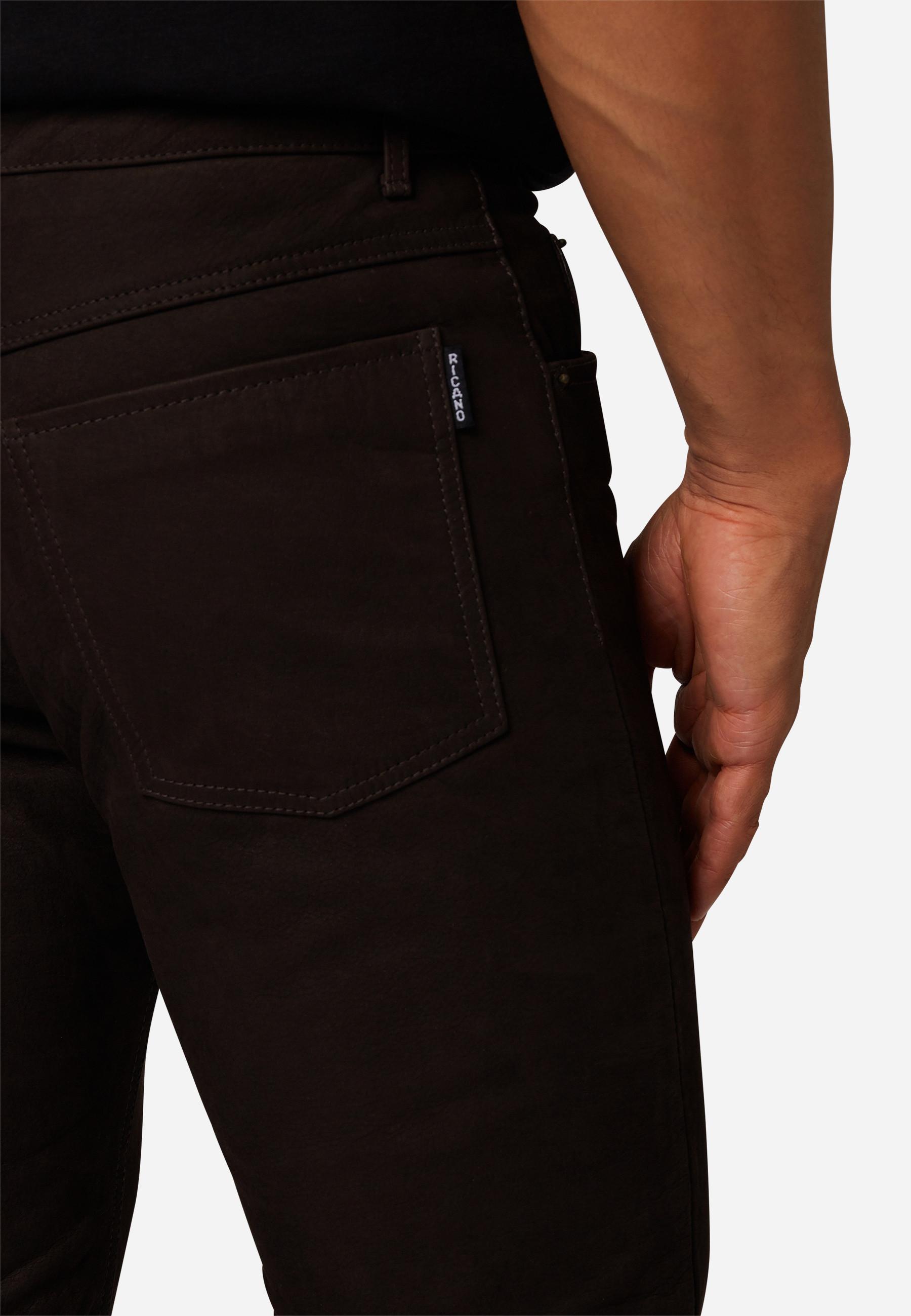 RICANO RT-101 Büffel Nubuk Leder 5-Pocket Straight Leg Hose
