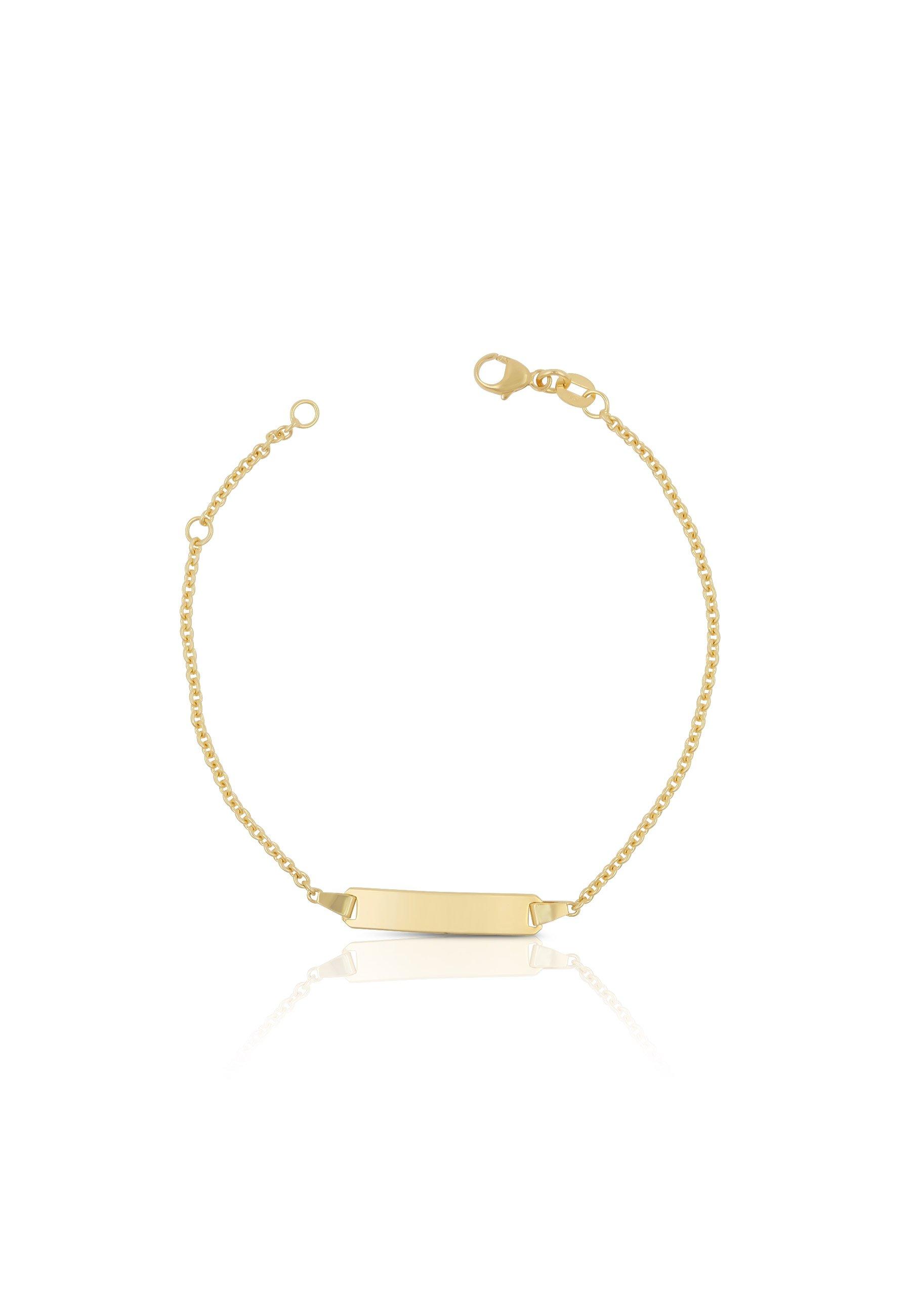 MUAU Schmuck Bébé Bracelet Rundanker Gelbgold 375, 16cm Gravurplatte 1.9cm
