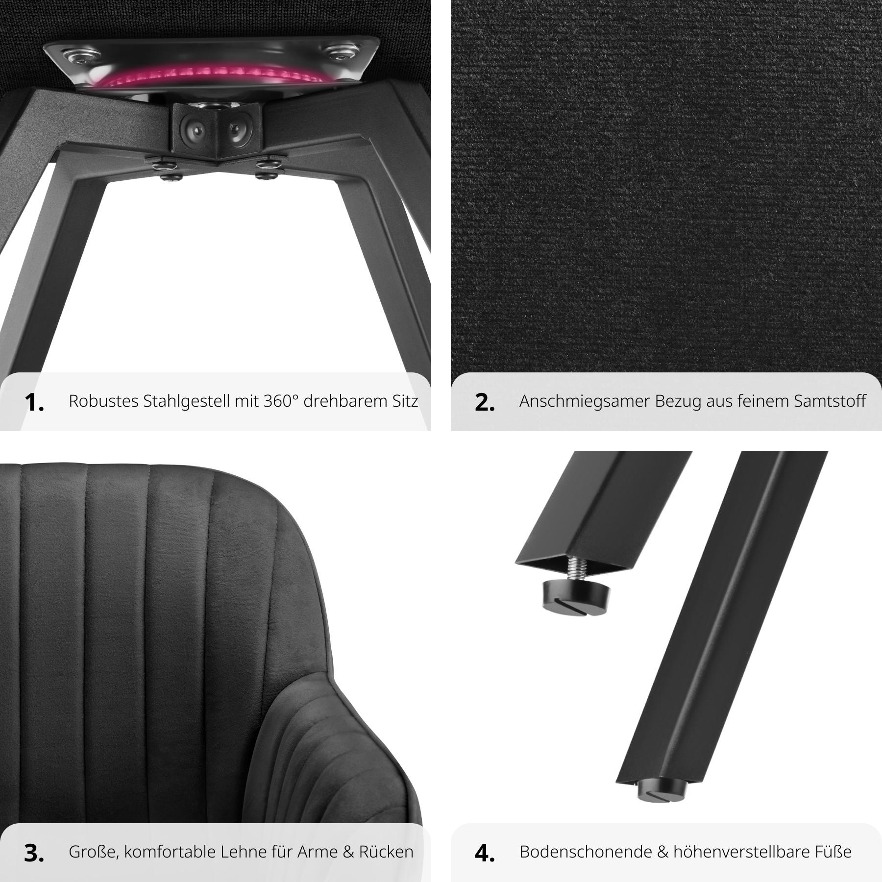 Tectake Drehbarer Armlehnstuhl Snug Samtoptik, gepolstert
