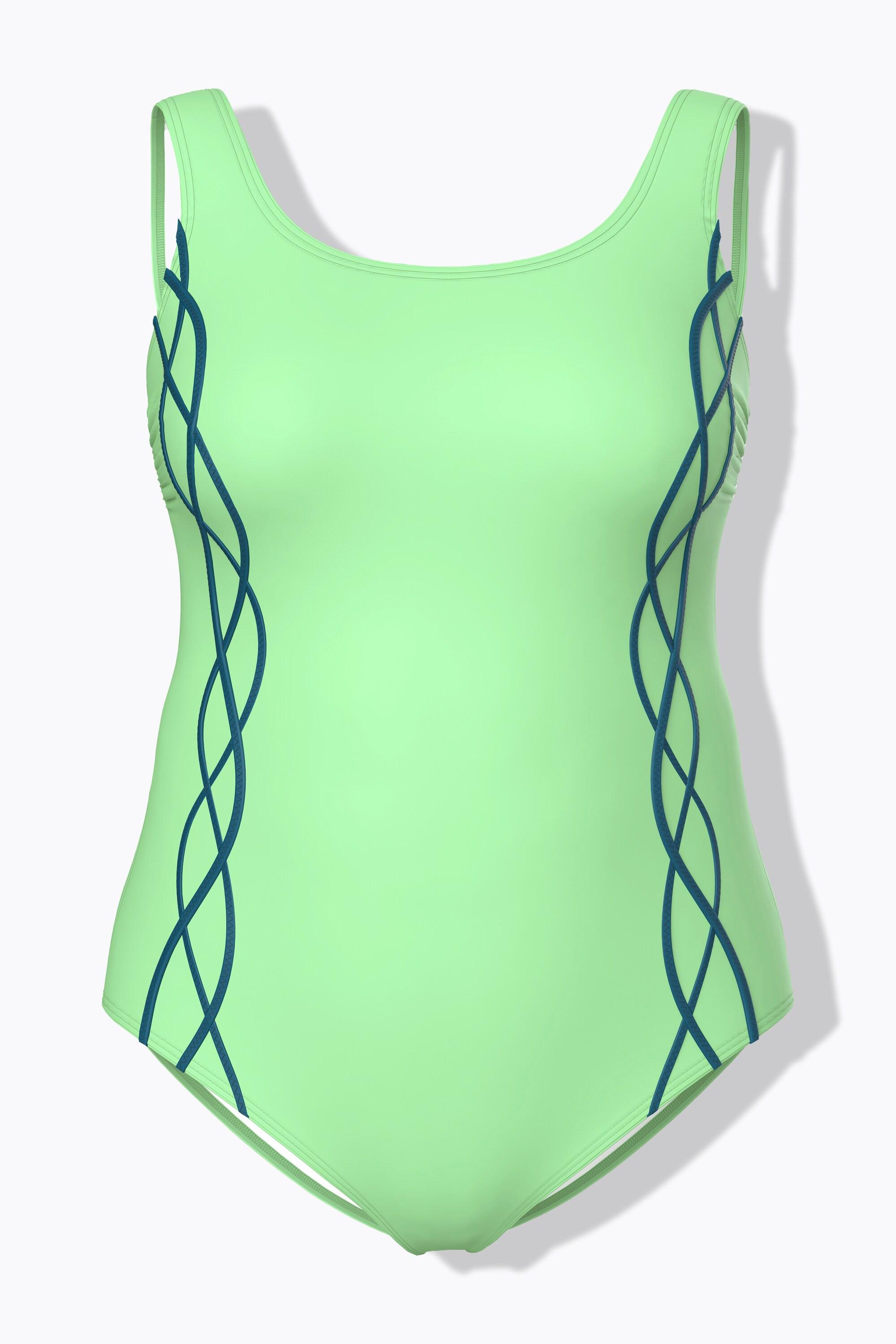 Ulla Popken Badeanzug, Pipings, ohne Softcups, Unterbrustband