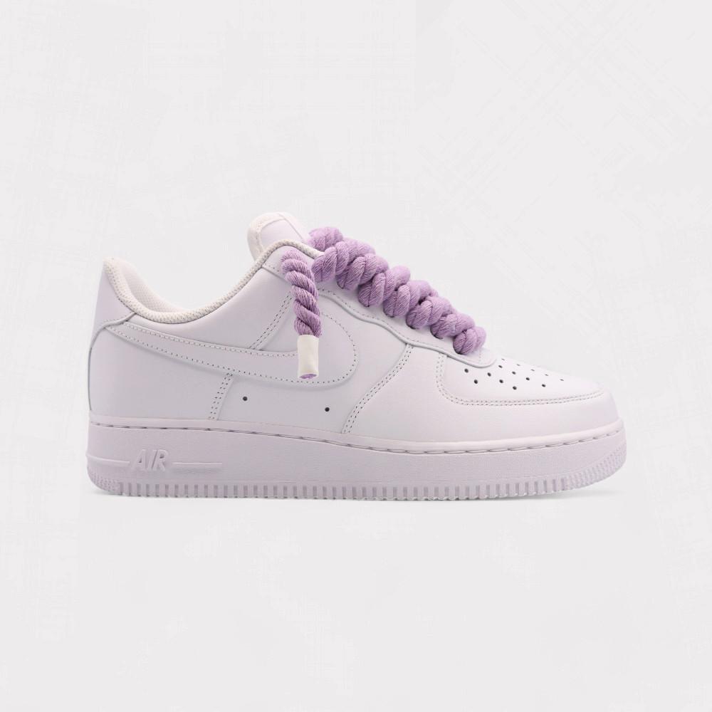 NIKE Air Force 1 White - Rope Lace Light Violet