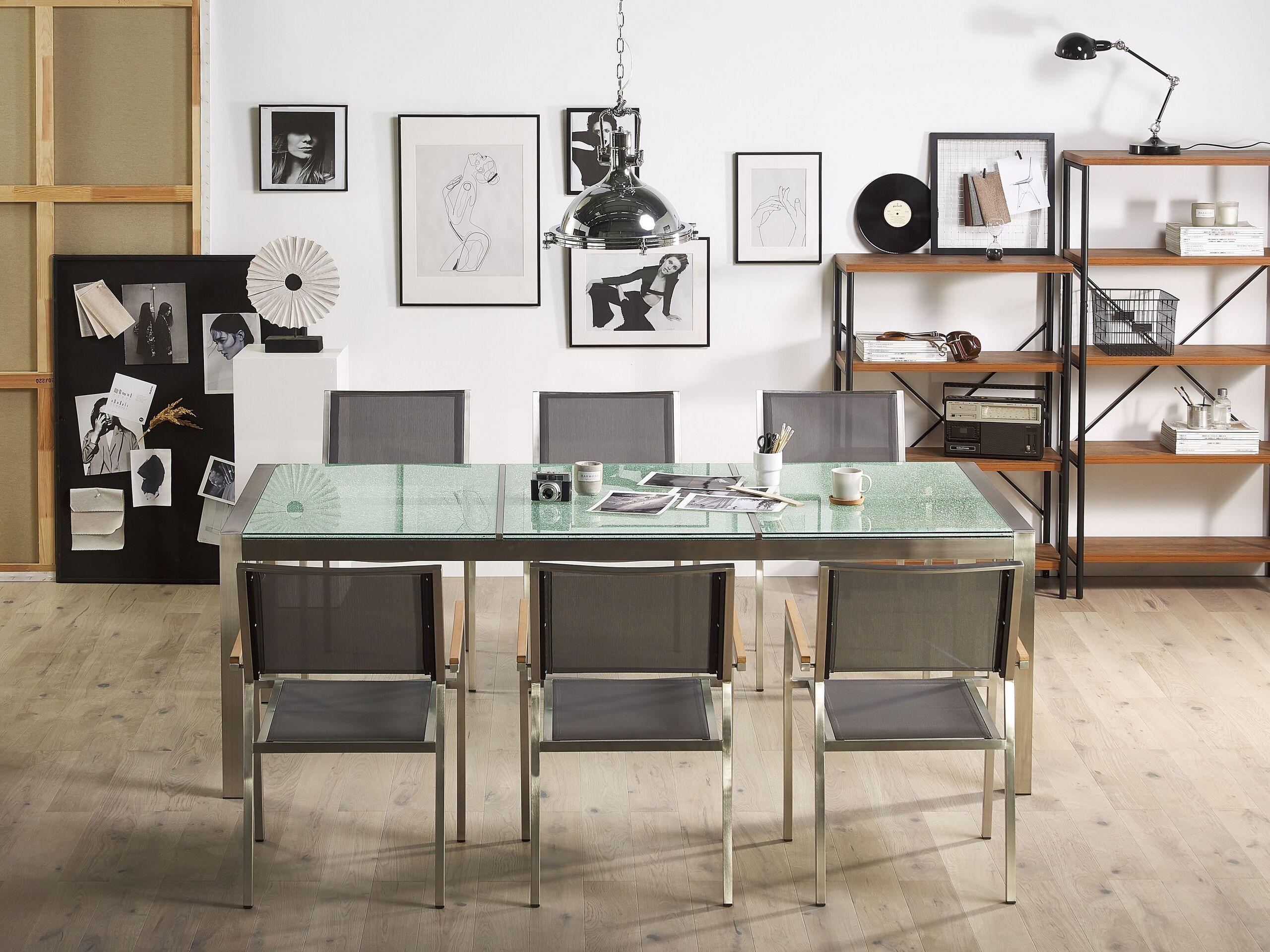 Beliani Gartentisch aus Sicherheitsglas Industriell GROSSETO