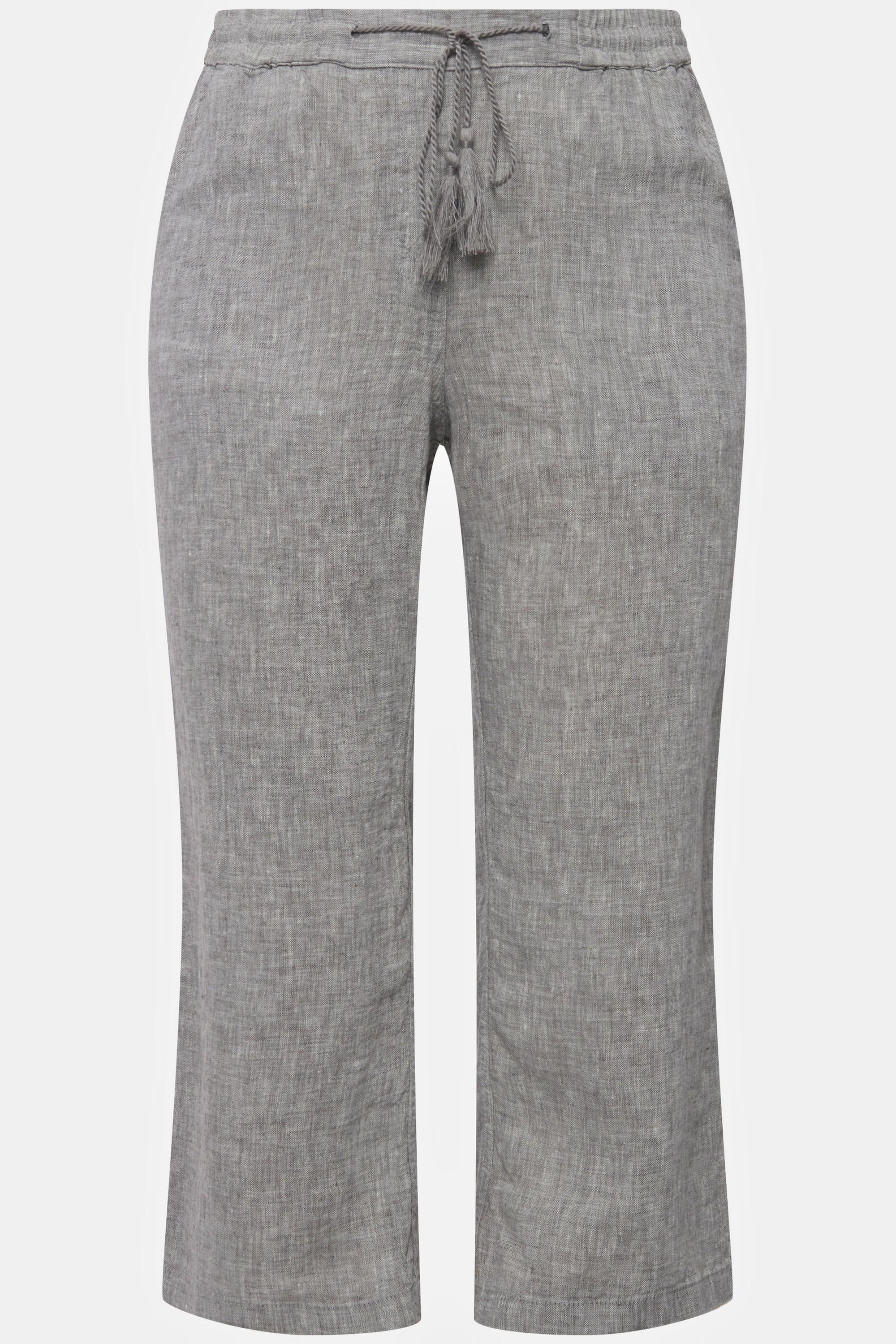 Ulla Popken 7/8 Leinenhose mit elastischem Bund