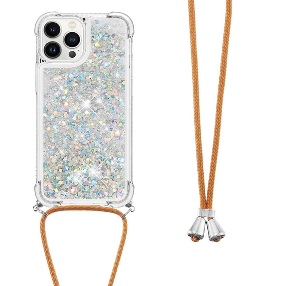 Cover-Discount iPhone 15 Pro Max - Glitzer Hülle mit Umhängeband