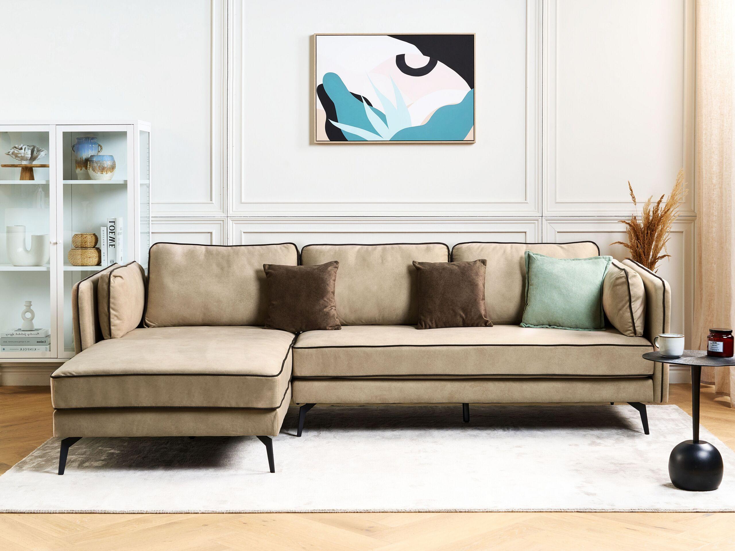 Beliani Ecksofa aus Samtstoff Modern ALTAN