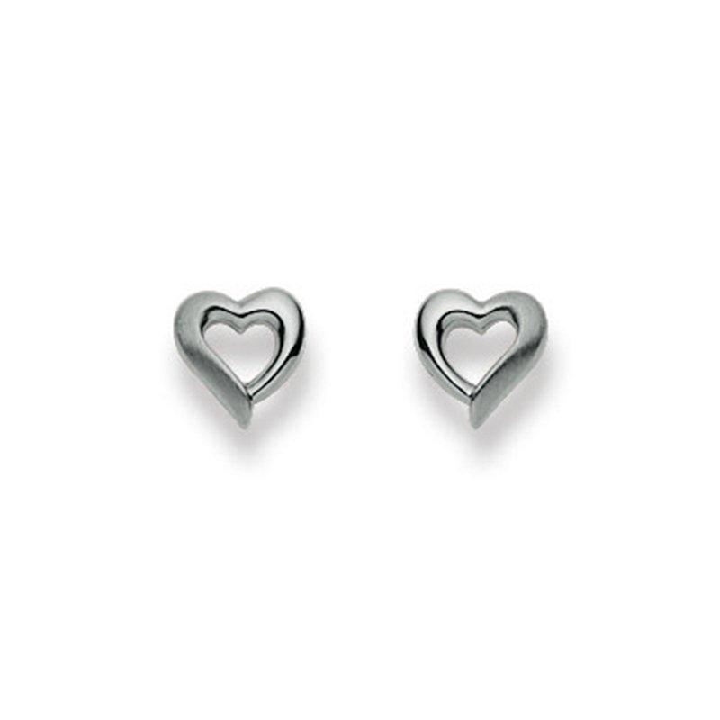 MUAU Schmuck Ohrstecker Herz Weissgold 750, 7mm