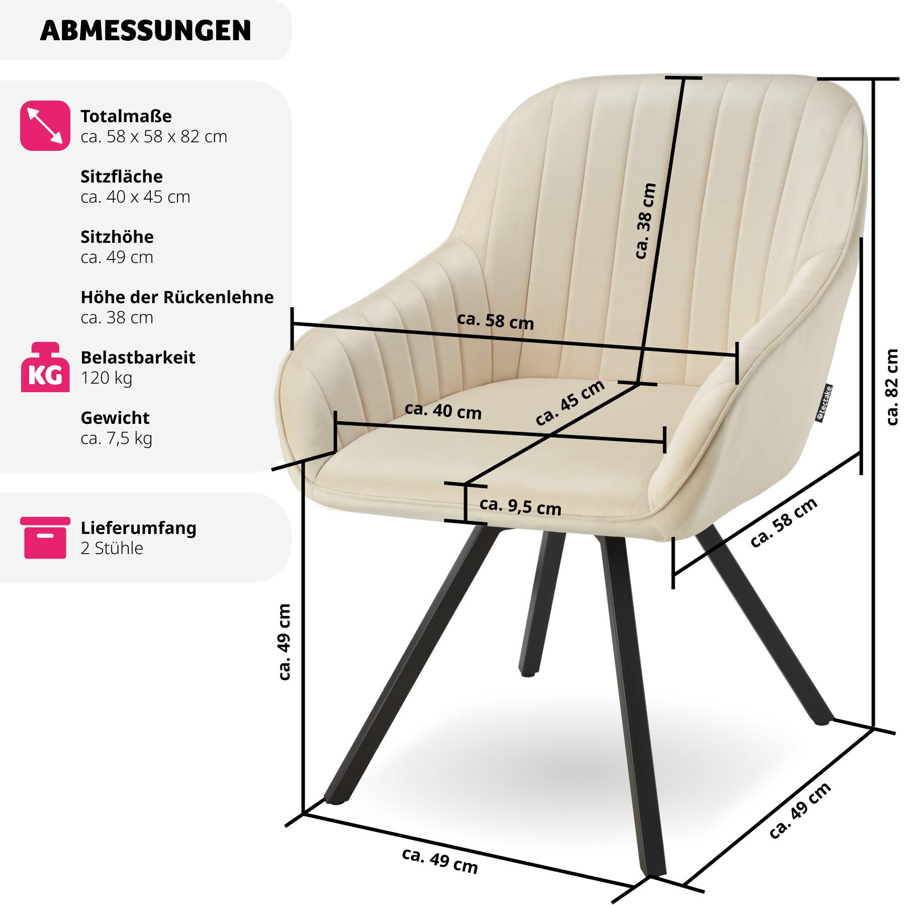 Tectake Drehbarer Armlehnstuhl Snug Samtoptik, gepolstert