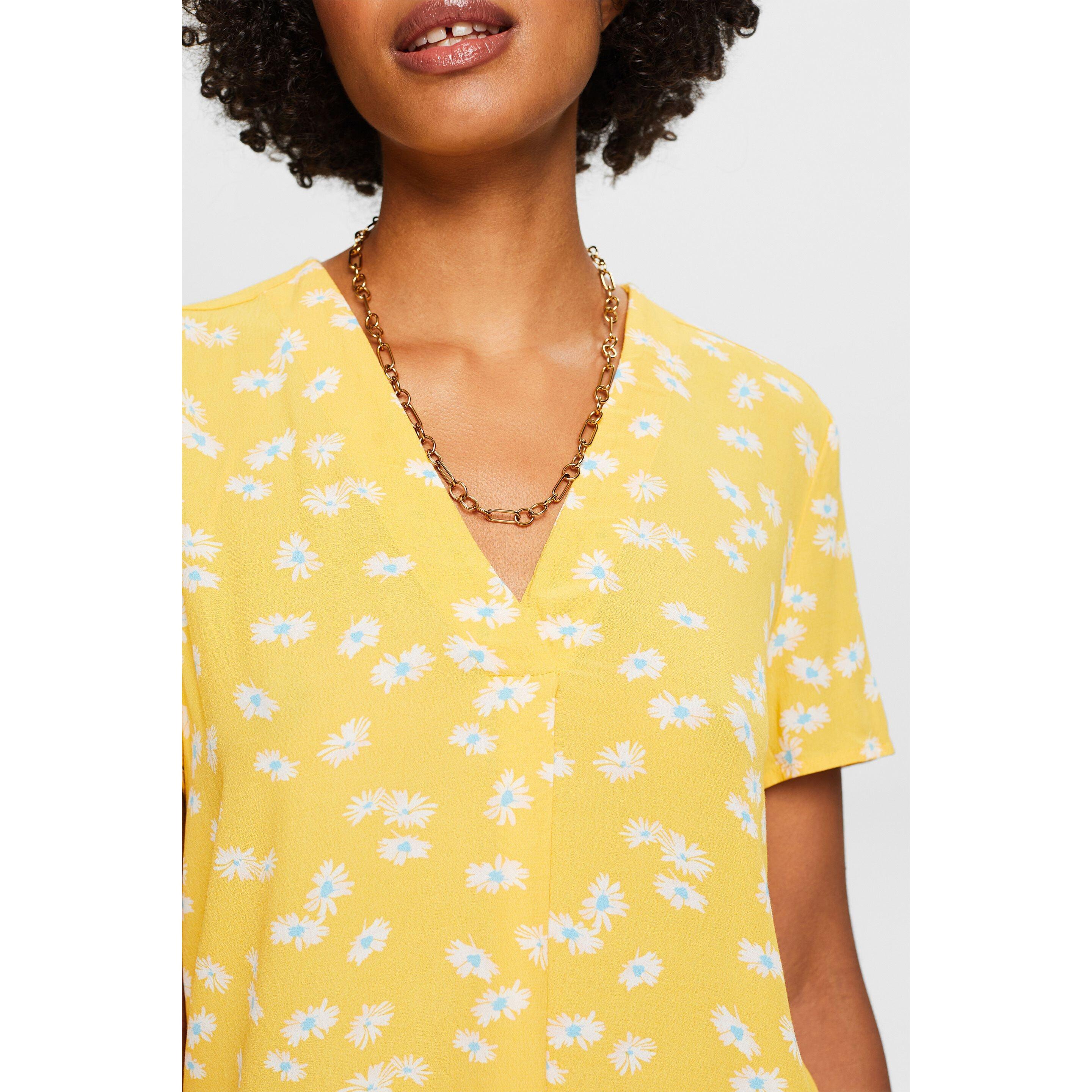 ESPRIT Allover Print V-Ausschnitt Kurzarm Bluse