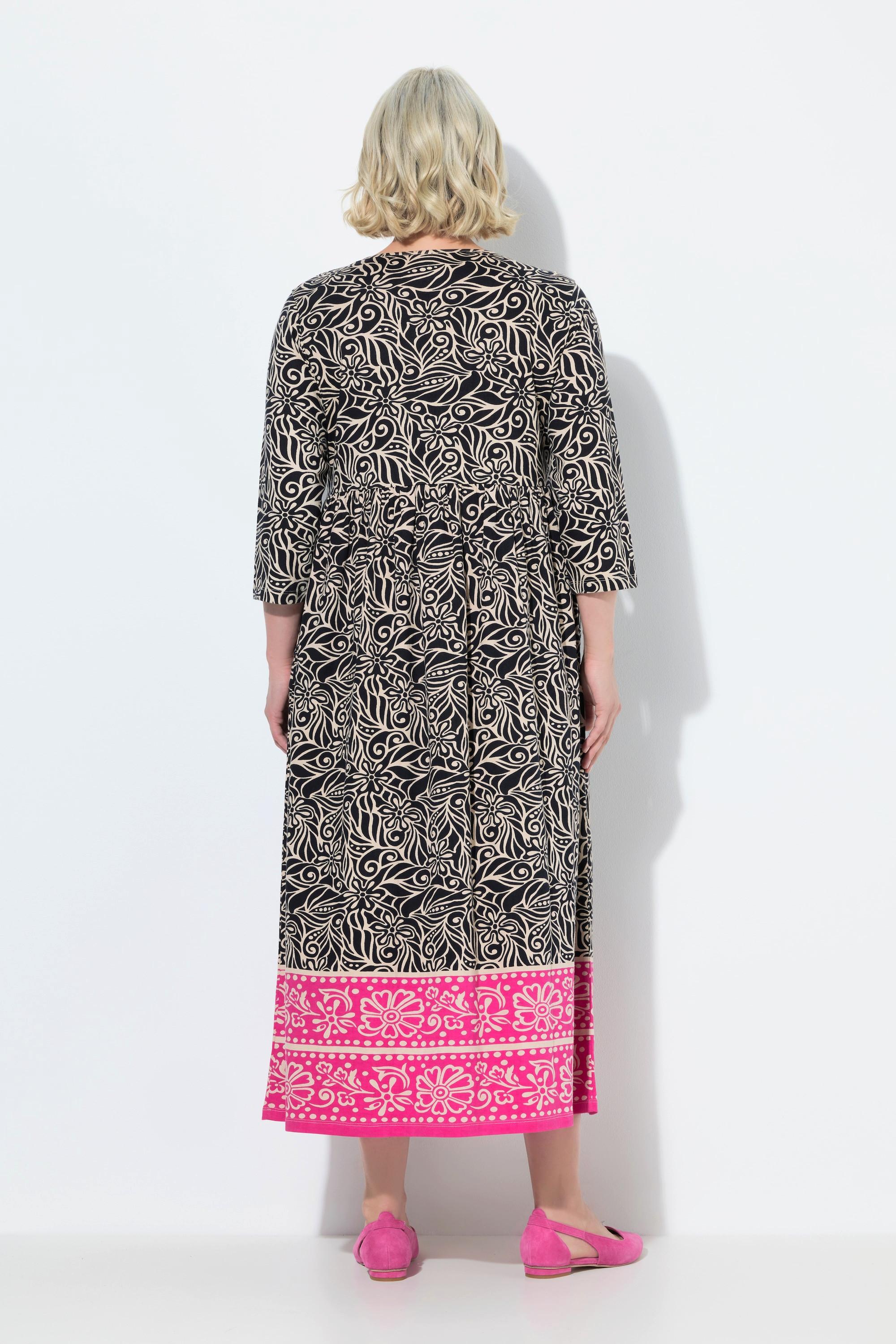 Ulla Popken Jerseykleid A-Linie Rundhals 3/4-Arm mit Taschen