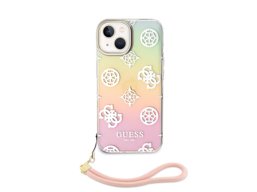 GUESS Hülle iPhone 15 Plus Peony + Schlaufe