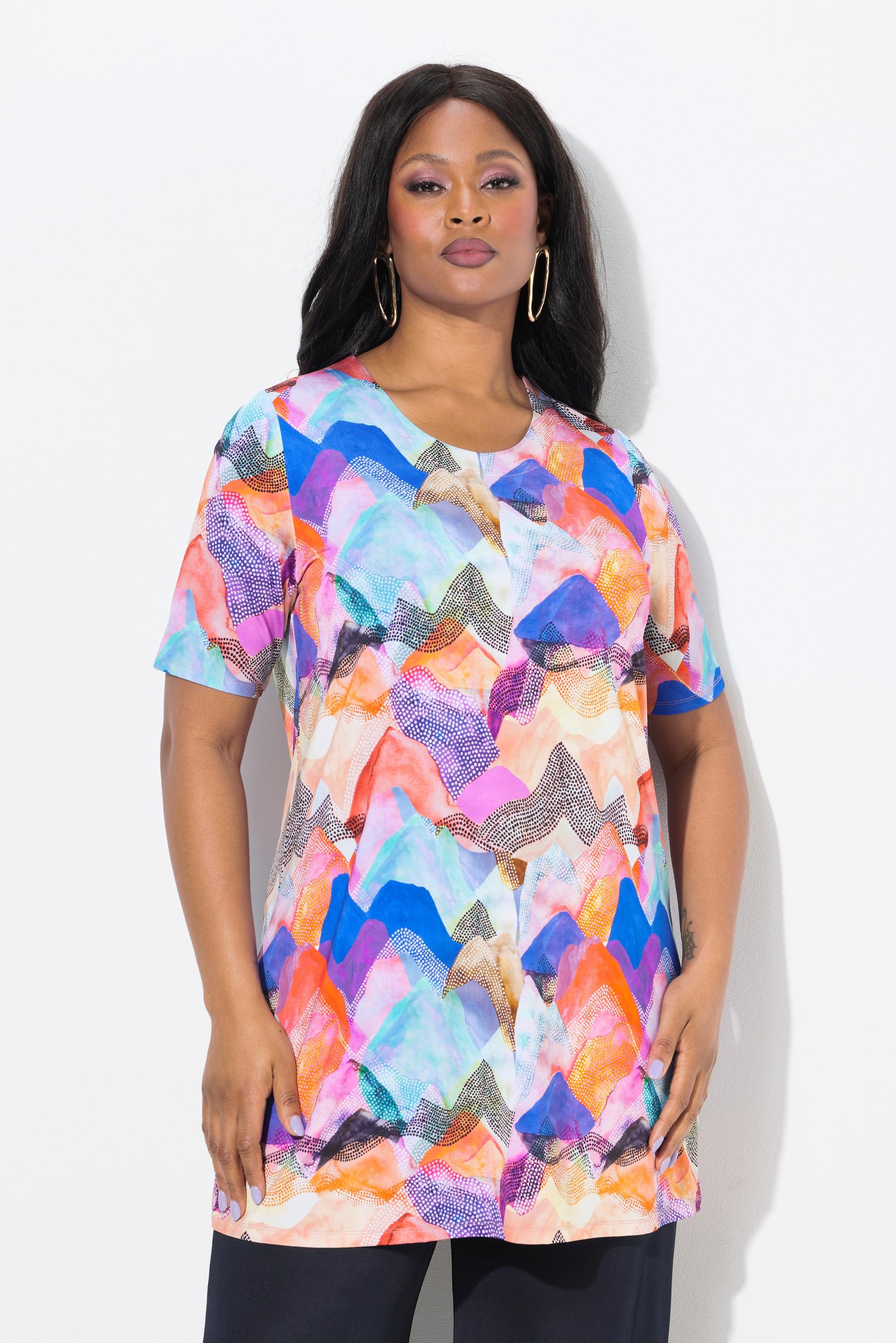 Ulla Popken Slinky Longshirt A-Linie Rundhals Halbarm