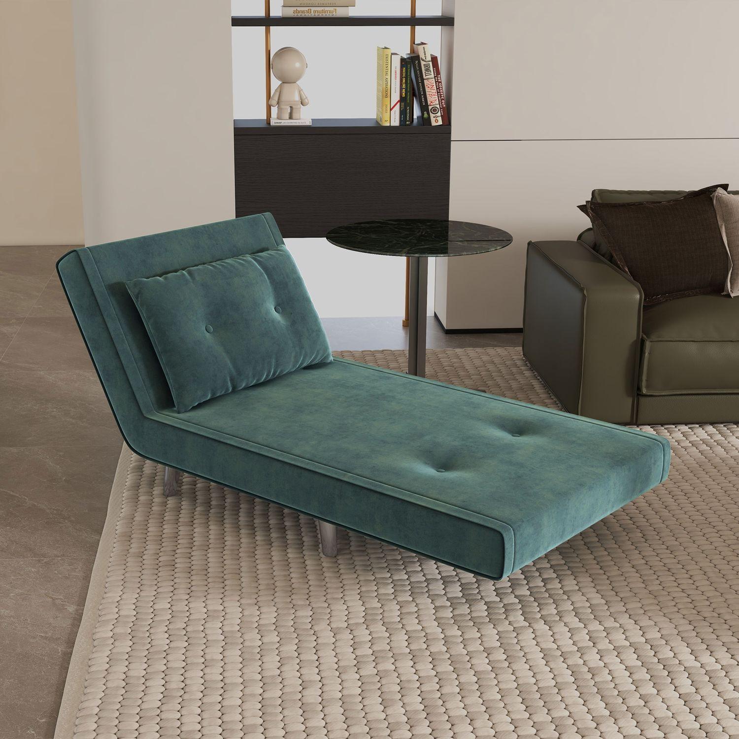 Northio Schlafsessel, Klappsessel Mit Bettfunktion, Einzelsofa Mit Kissen, Gästebett, Polstersofa Mit Samtoptik, Dunkelgrün, 77 X 88 X 83 Cm