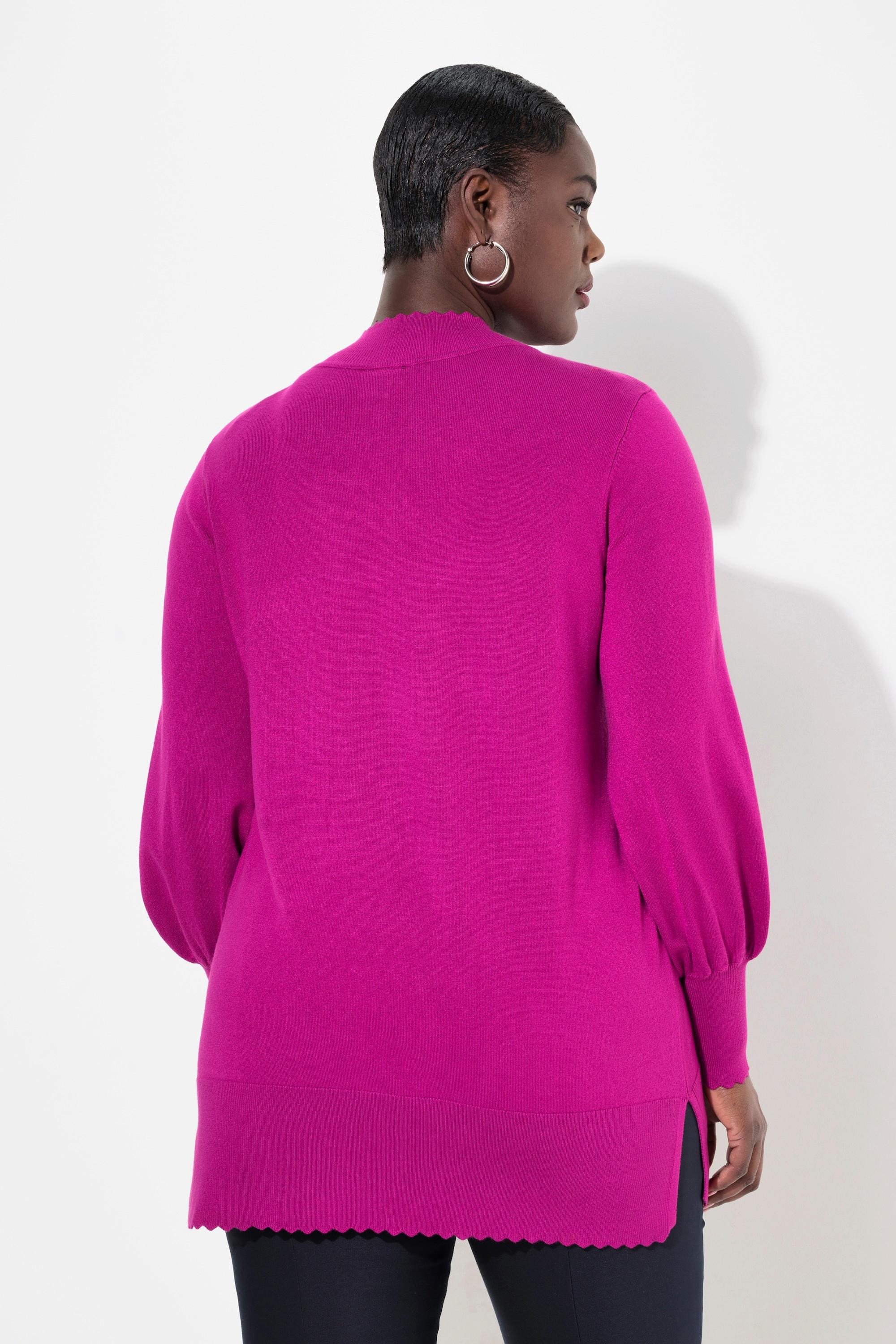 Ulla Popken Pullover, Muschelsaum, Stehkragen, Langarm