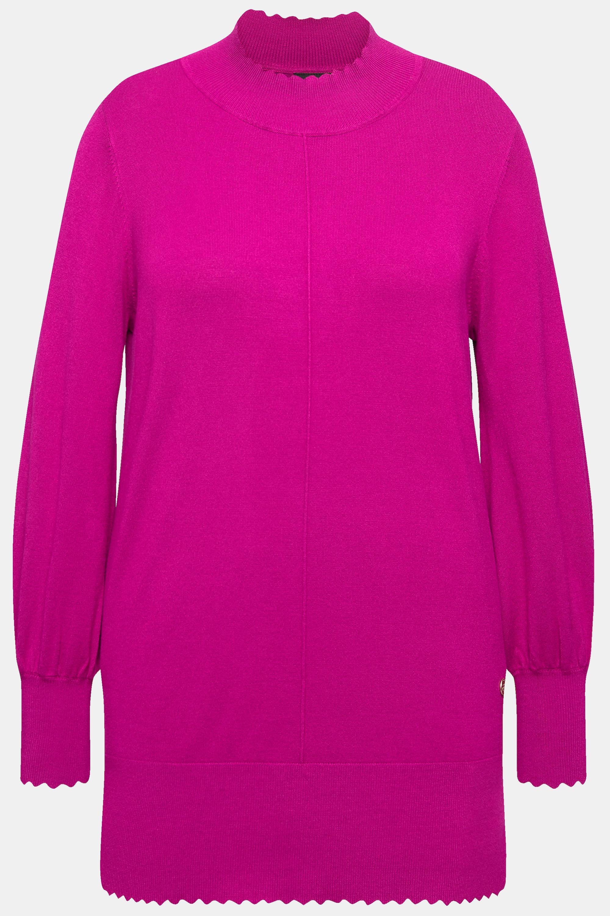 Ulla Popken Pullover, Muschelsaum, Stehkragen, Langarm