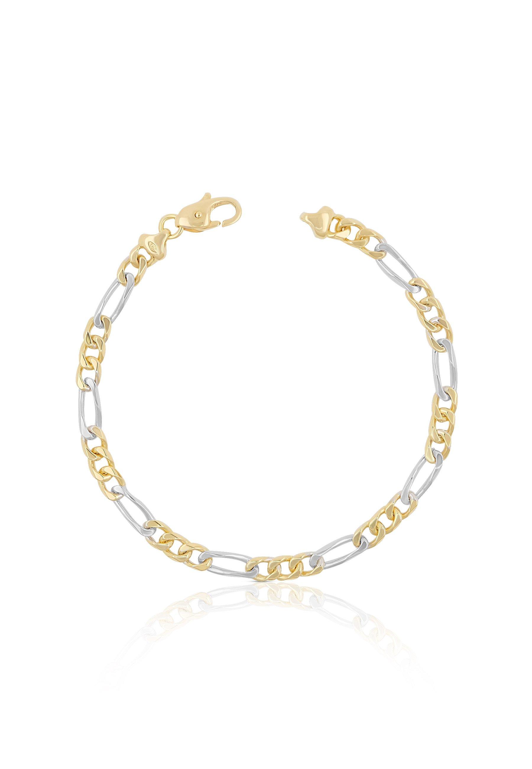 MUAU Schmuck Bracelet Figaro Bicolor Gelb-/Weissgold 750, 22cm, 4.5mm