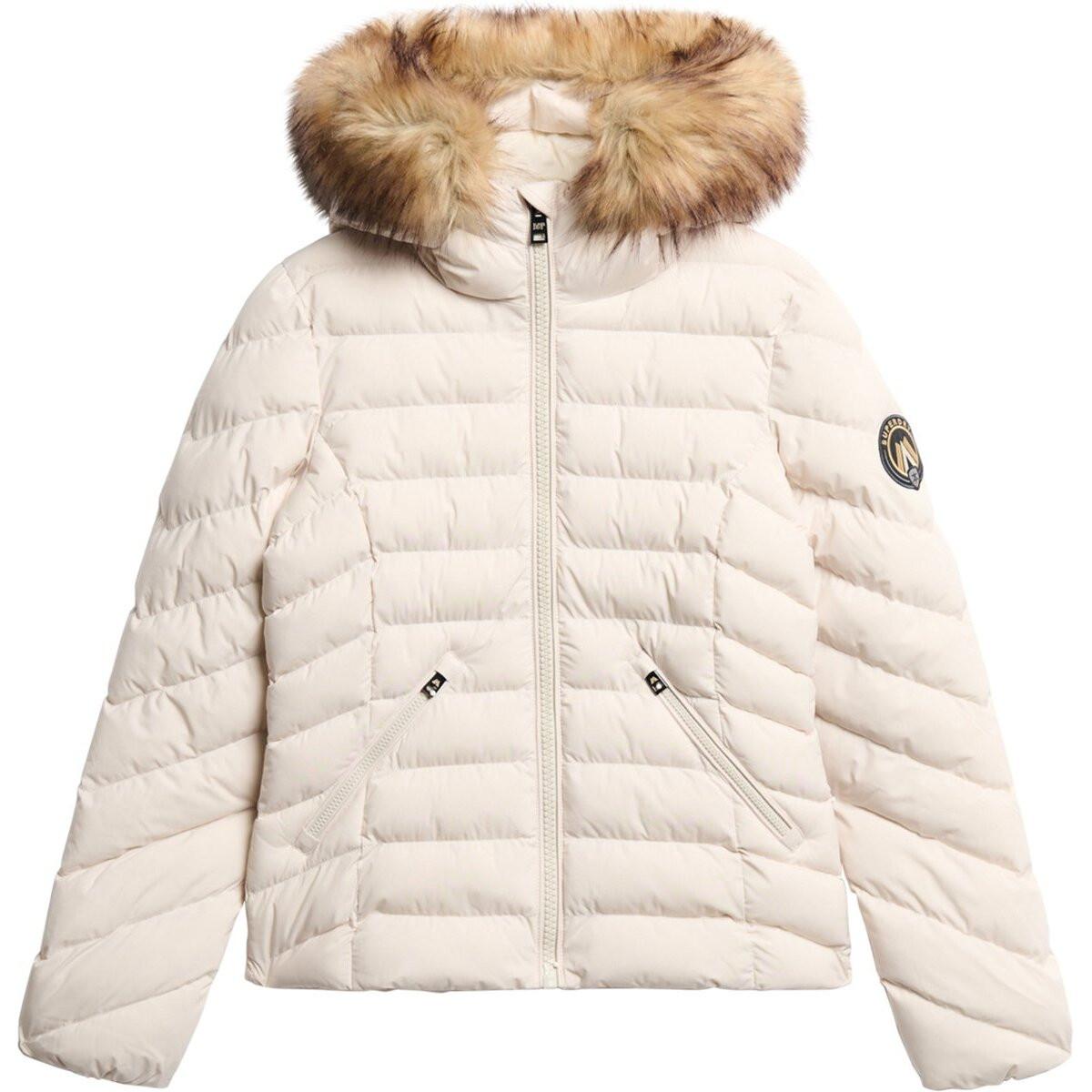 Superdry gepolterte daunenjacke, damen uperdry fuji faux fur