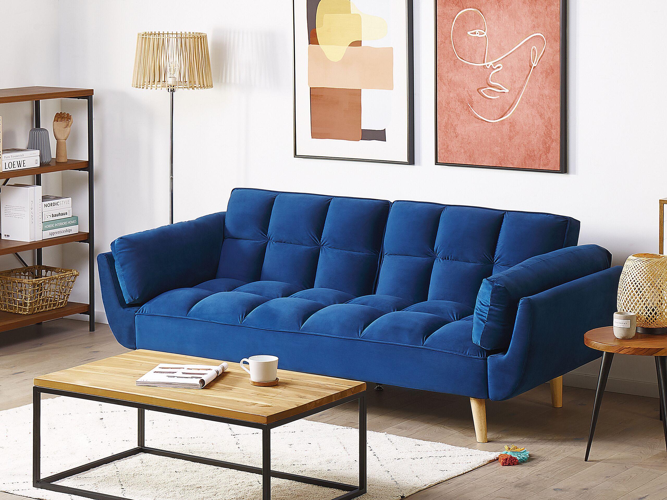 Beliani Schlafsofa aus Samtstoff Retro ASBY