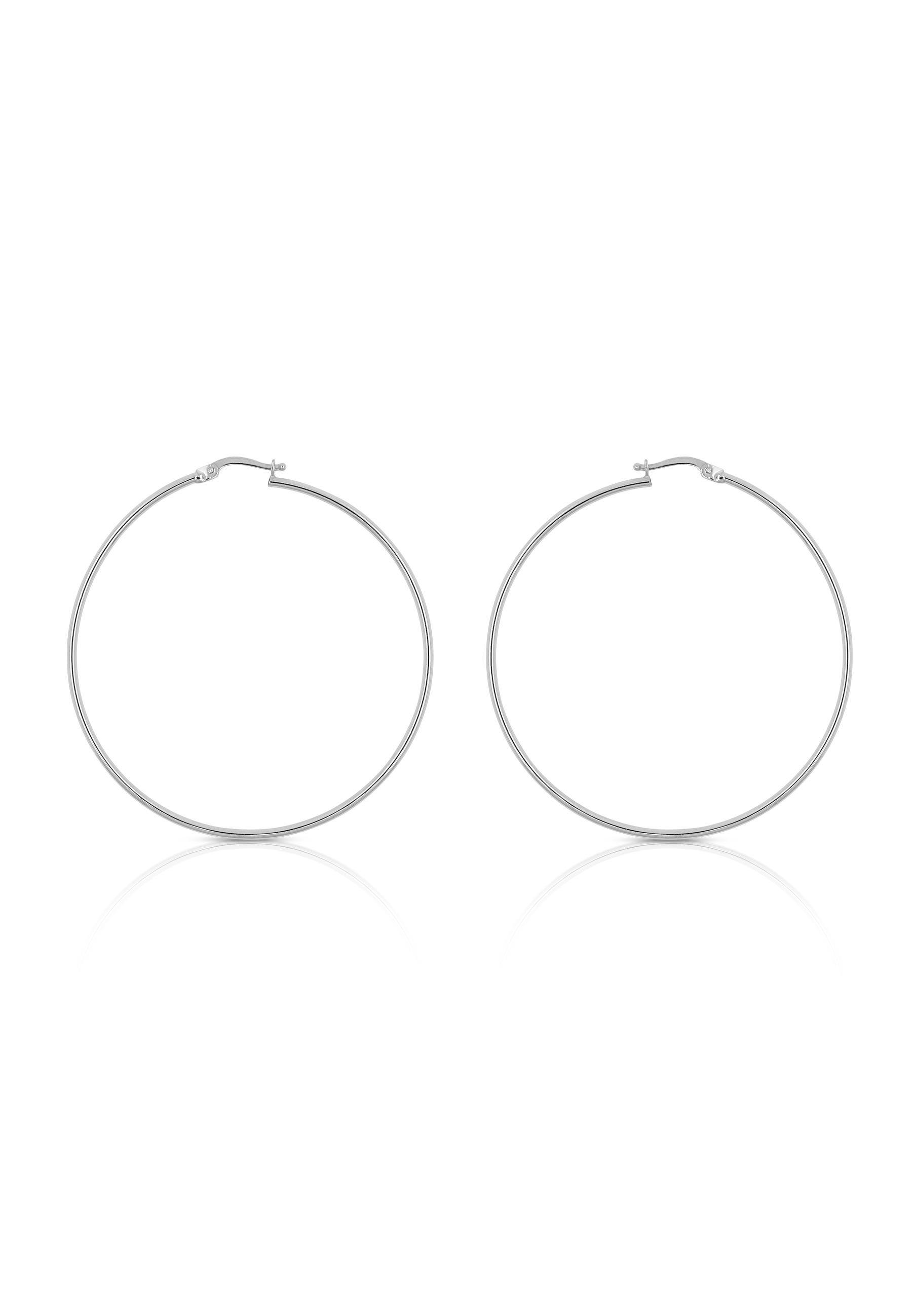 MUAU Schmuck Creolen Weissgold 750 Runddraht 50mm