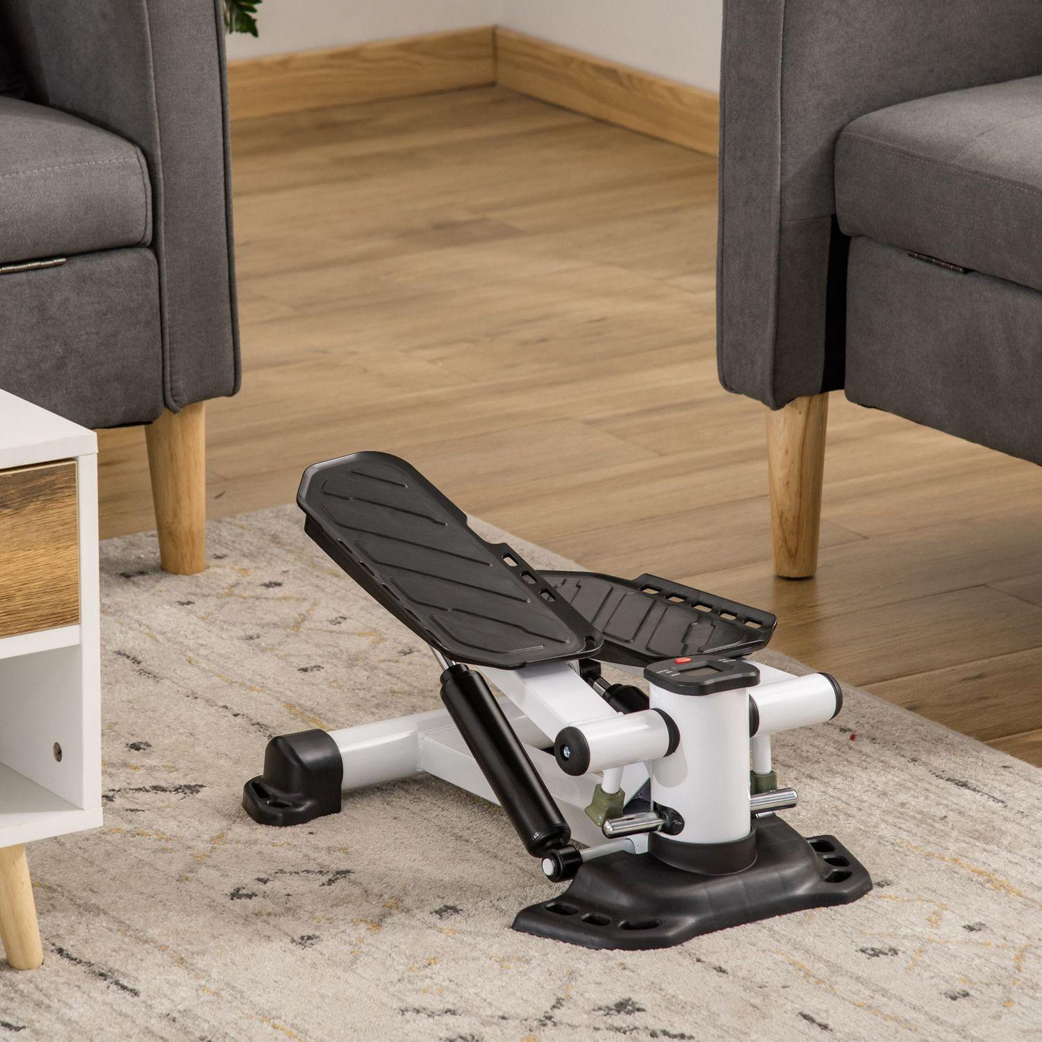 Northio Mini Stepper Kompaktes Minifahrrad Fitnessgerät Mit Lcd-Bildschirm, Große Pedale, Metall & Abs, Weiß+Schwarz, 48X34X21Cm
