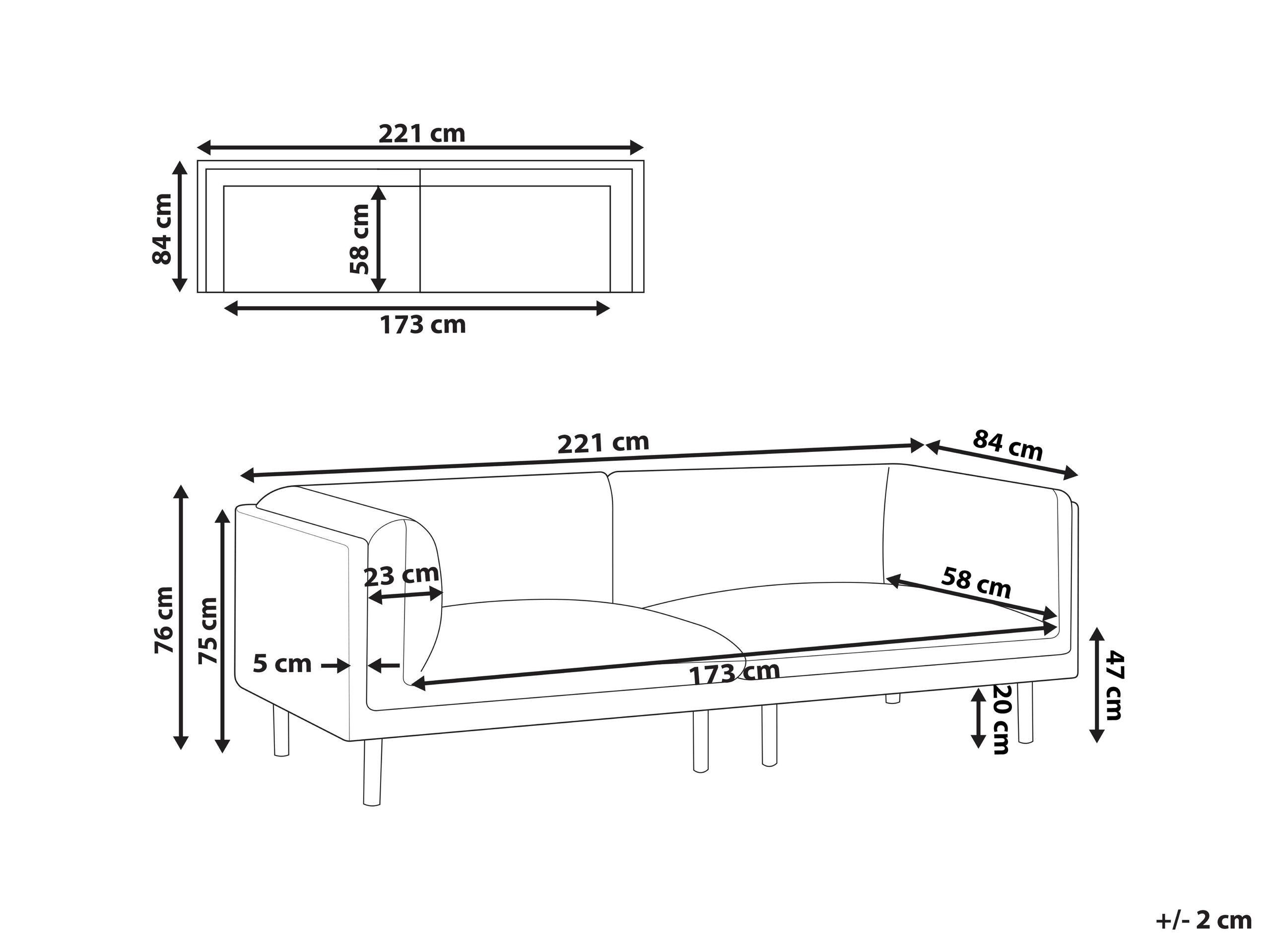 Beliani 3 Sitzer Sofa aus Bouclé Landhausstil VORGOD