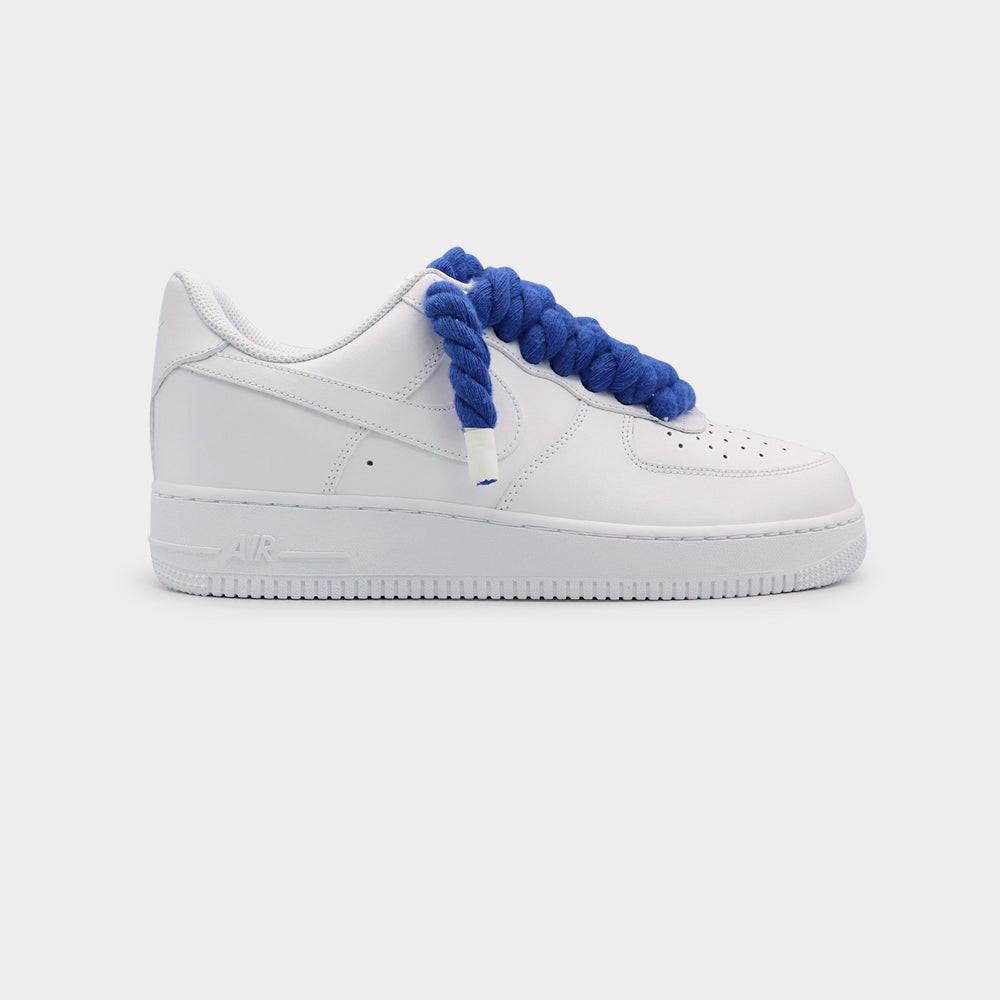 NIKE Air Force 1 White - Rope Lace Blue