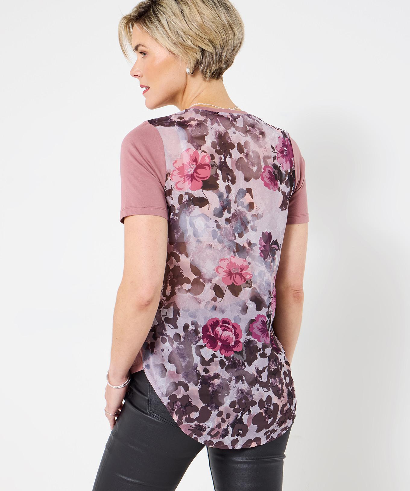 Joe Browns Blassrosa T-Shirt mit gewebter Rückseite