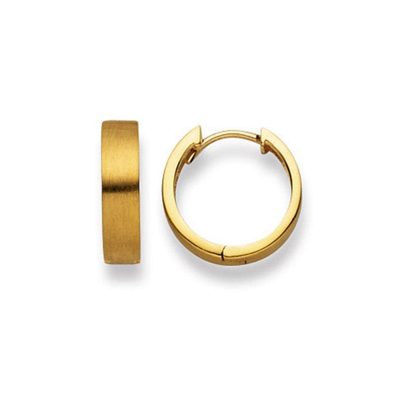 MUAU Schmuck Scharnier-Creolen Gelbgold 750, 14mm