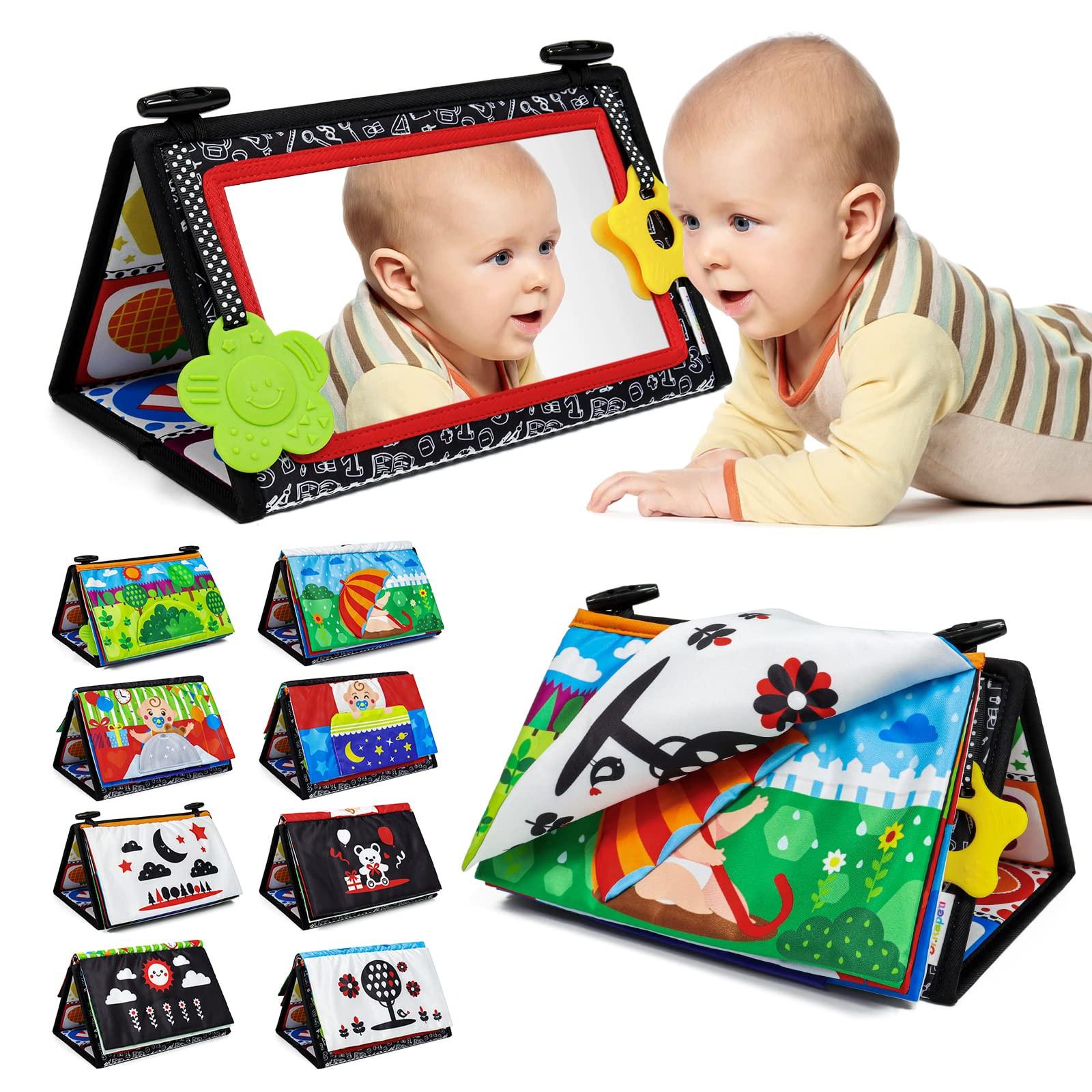 Activity-board Kinderspiegelspielzeug mit kontrastierendem Muster, Baby-Lernspielzeug mit Stoffbuch