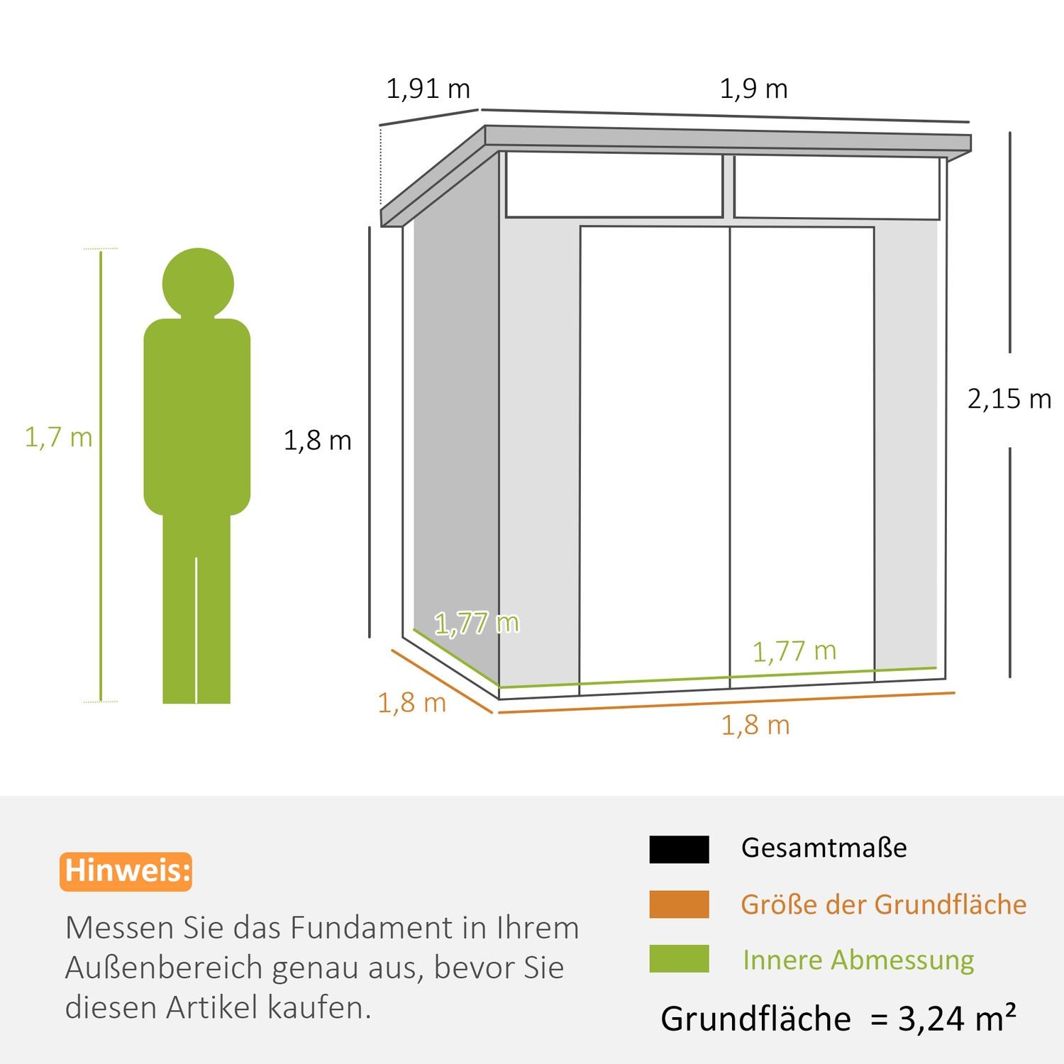Northio Gerätehaus Kunststoff 3,24m³ 190x191x215cm Geräteschuppen mit Pultdach, Abschließbarer Tür, wetterfest Gartenhaus, Outdoor Garten Schuppen Schrank für Hinterhof, Außenbereich, Hellgrau Aosom