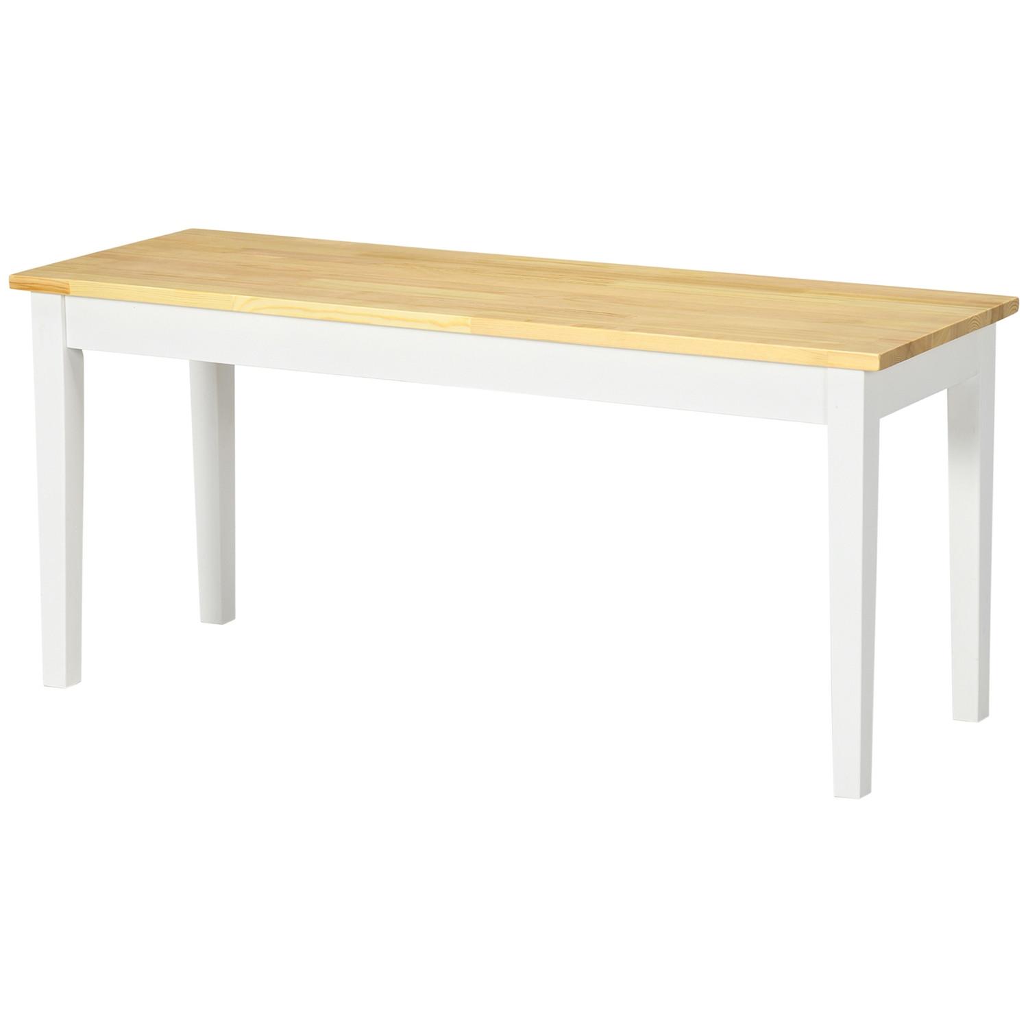 Northio Sitzbank 2-Sitzer Essbank Holzbank, Küchenbank Wohnzimmerbank Für Küche, Eingang, Bis 220 Kg Belastbar, Kiefernholz, Weiß, 102 X 36 X 45 Cm