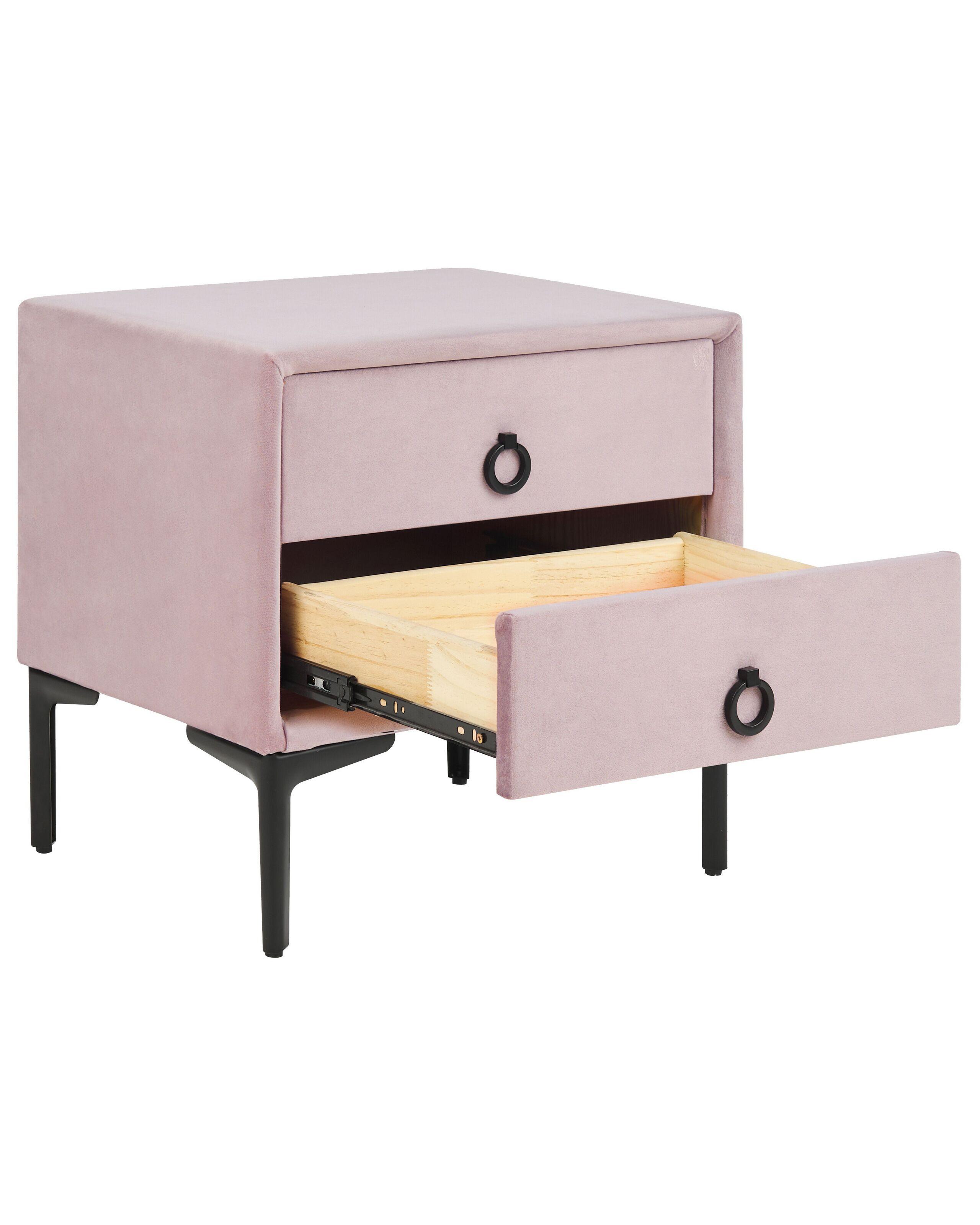 Beliani Nachttisch mit 2 Schubladen aus Samtstoff Glamourös SEZANNE