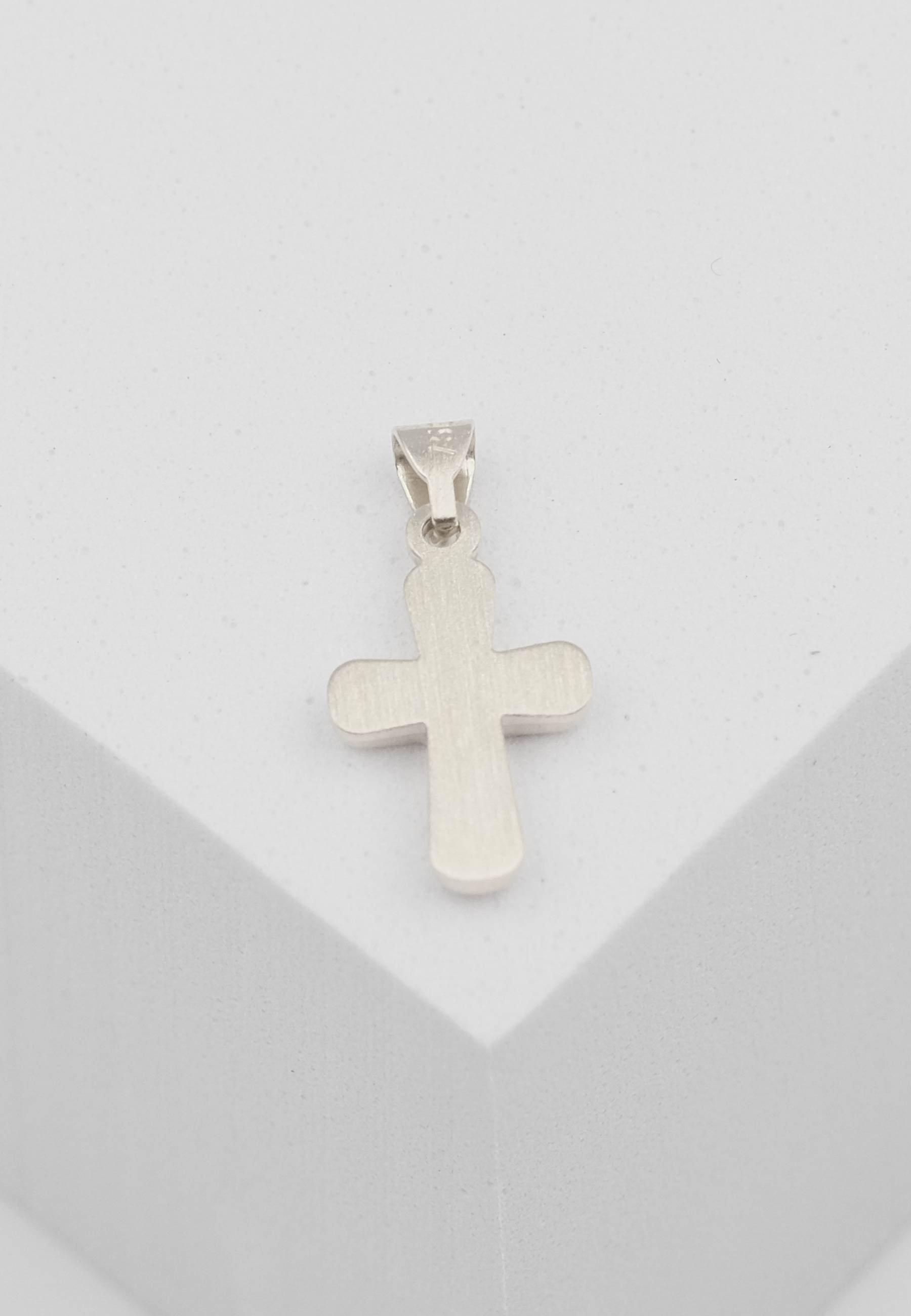 MUAU Schmuck Anhänger Balken-Kreuz Weissgold 750, 18x9mm