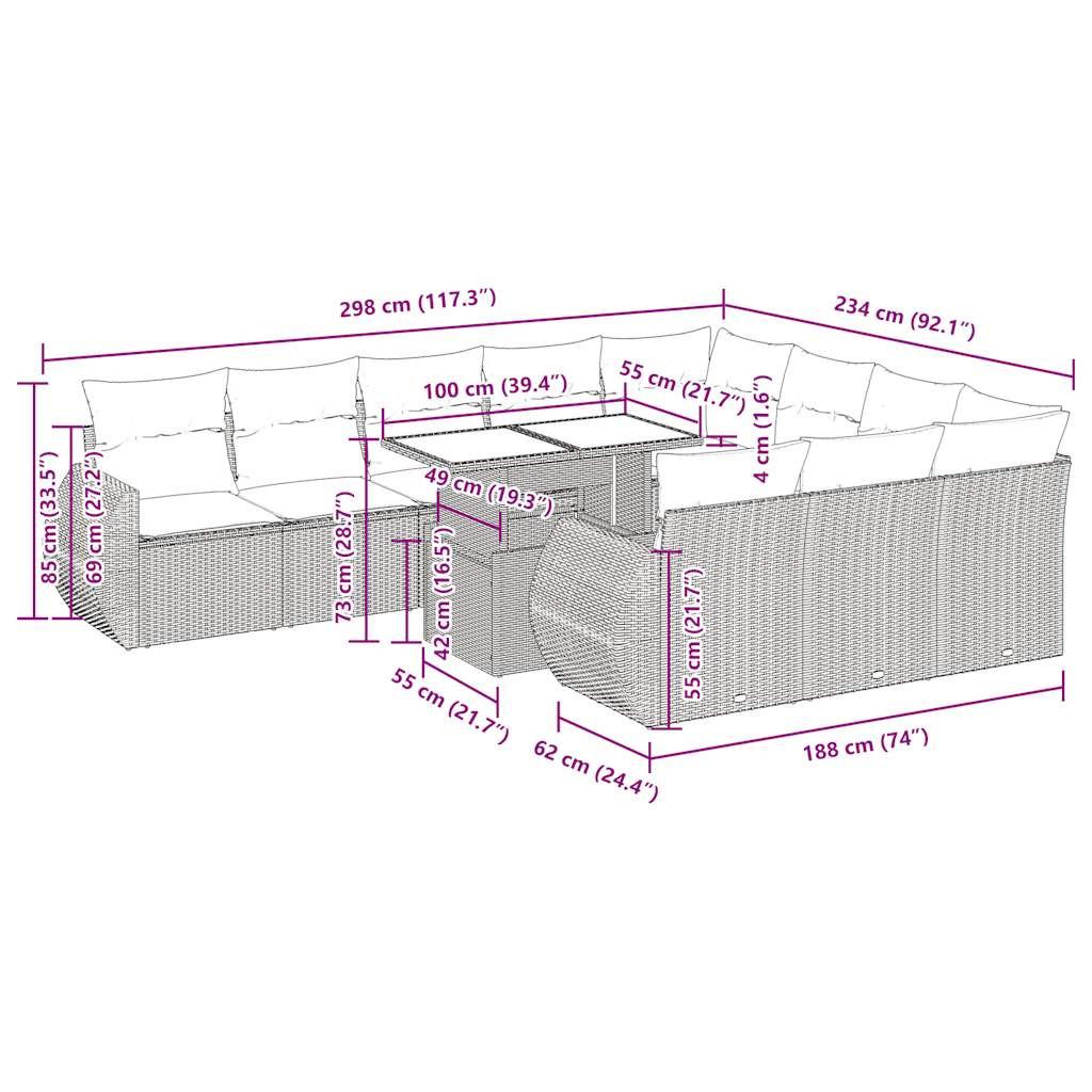 VidaXL Garten sofagarnitur poly-rattan