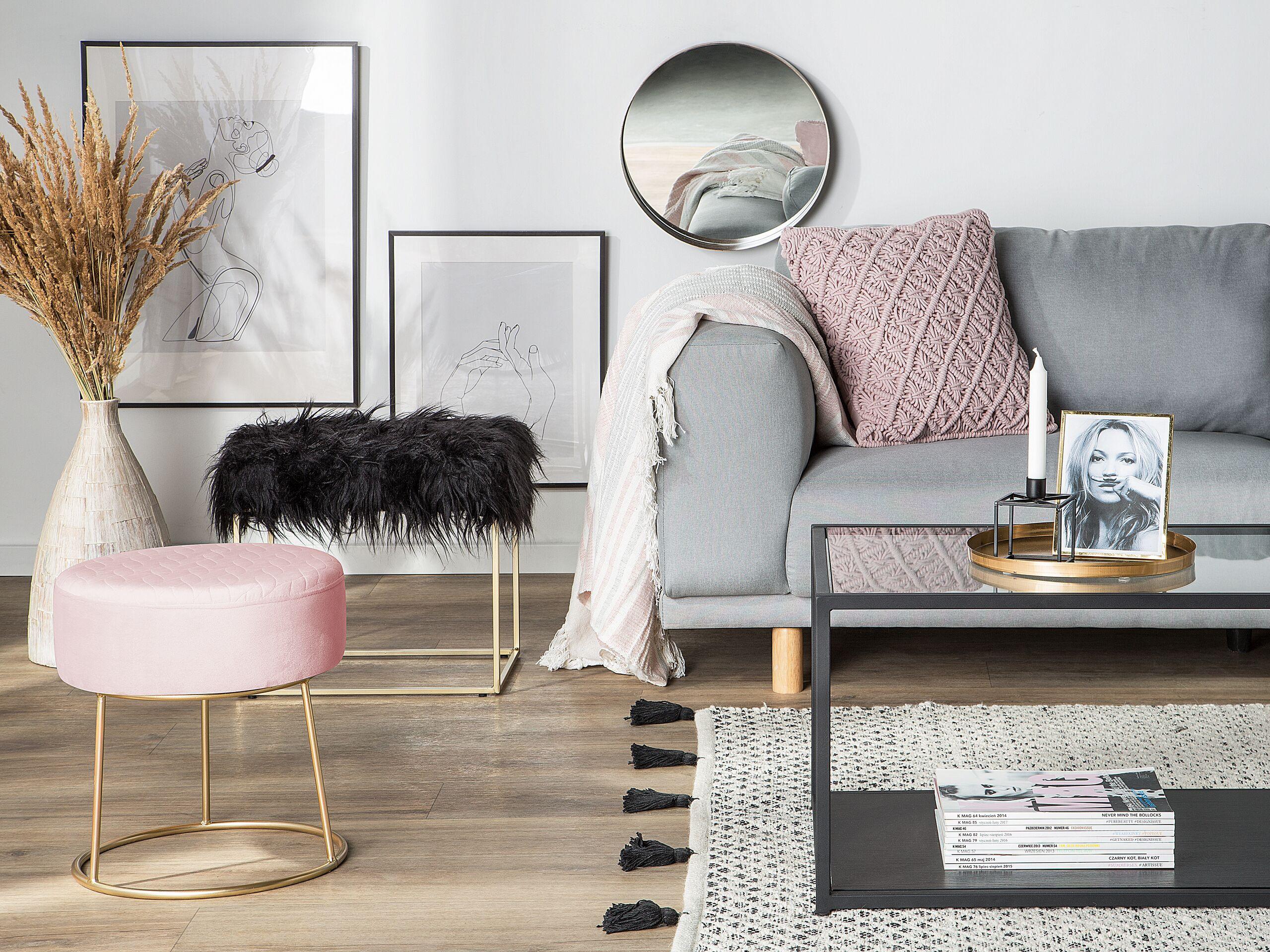Beliani Hocker aus Samtstoff Modern DELCO
