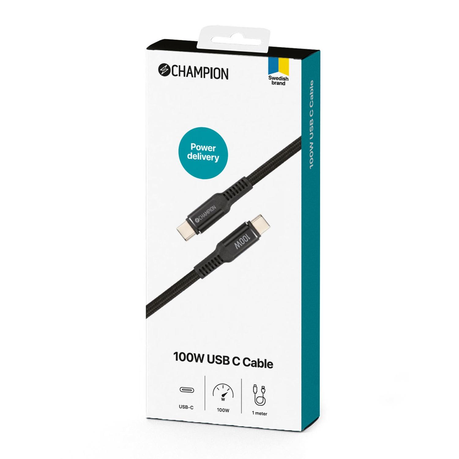 Champion USB-C-Kabel 100 W 1 m Schwarz