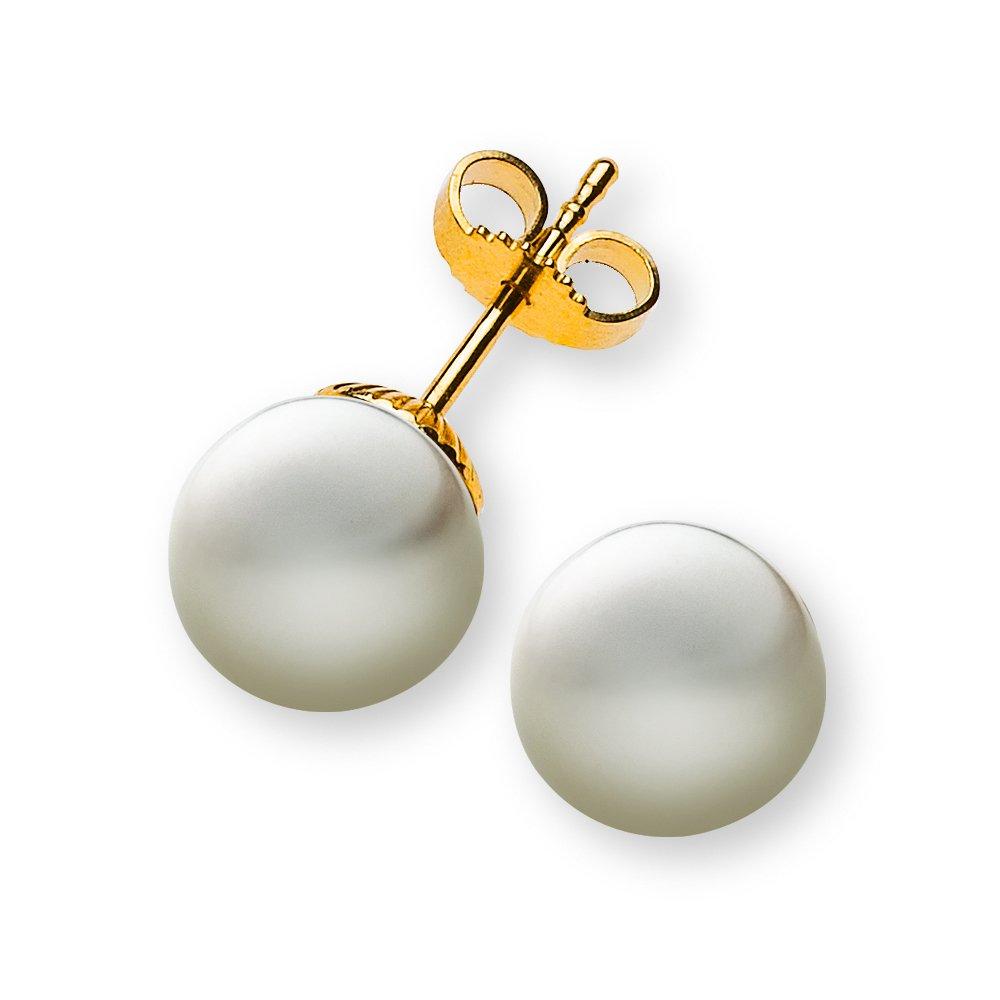 MUAU Schmuck Perlohrringe Gelbgold 750 Süsswasserperle 8.5-9mm