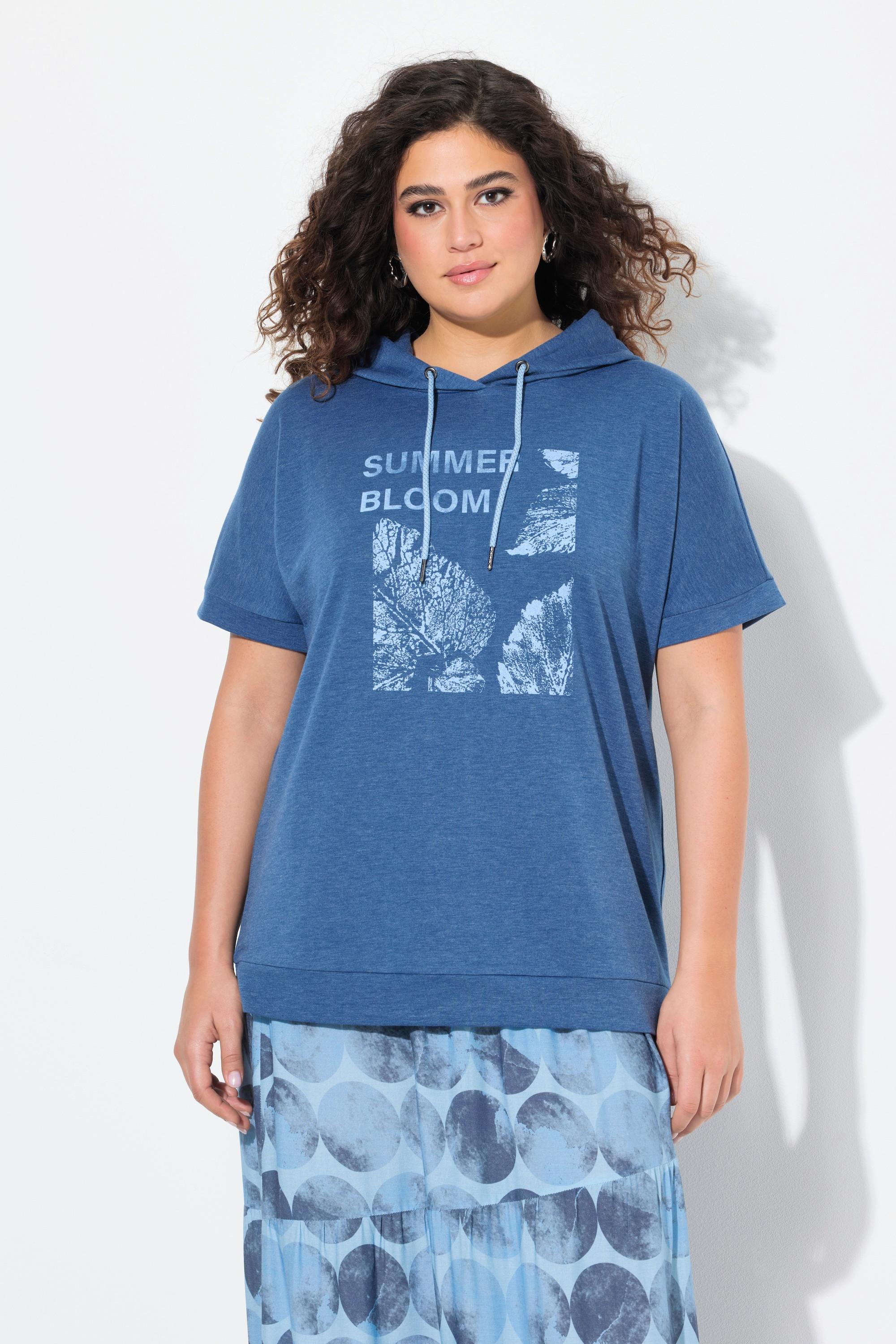 Ulla Popken Hoodie, Sommermotiv, Oversized, Kapuze, Halbarm