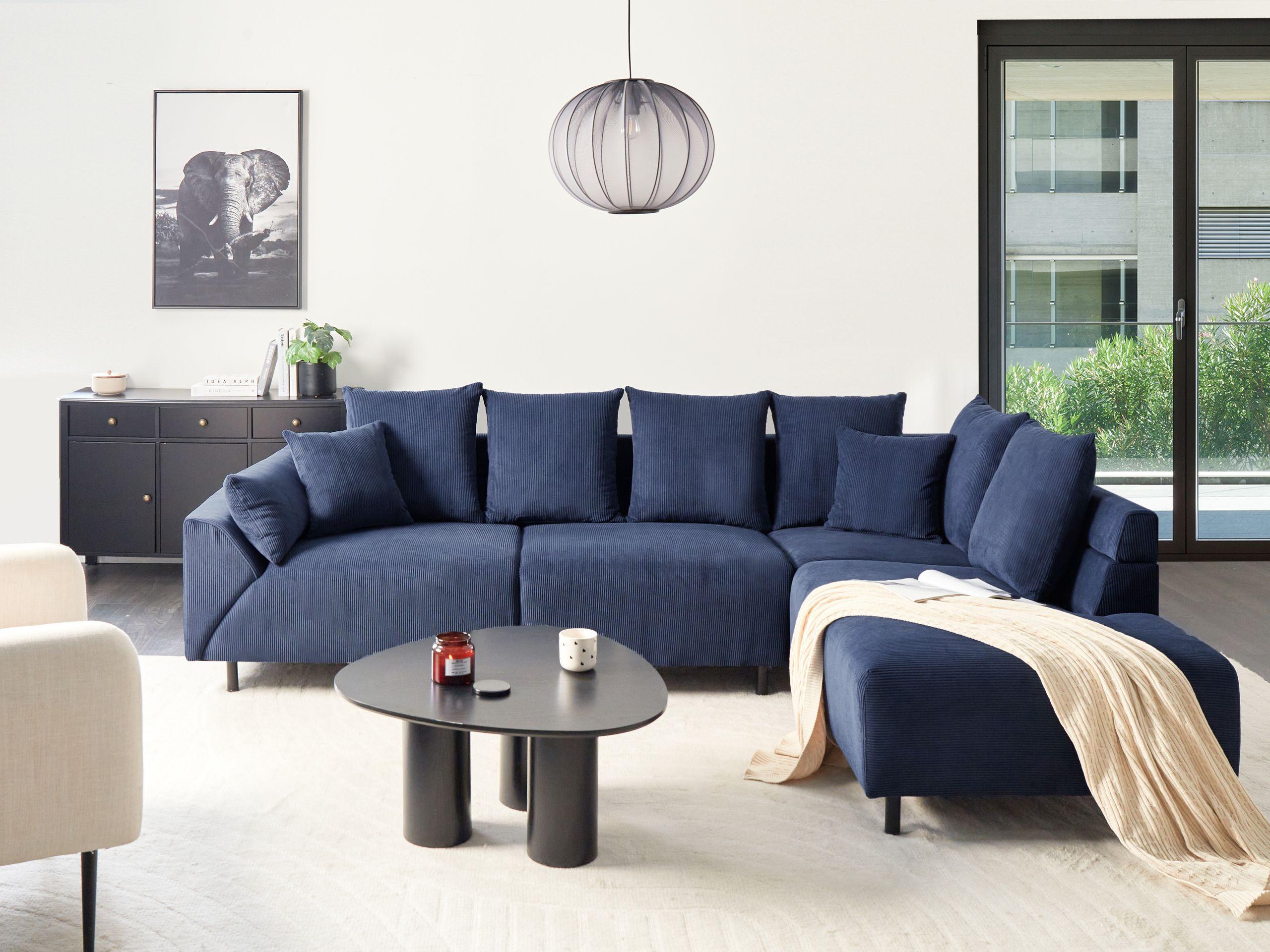 Beliani Ecksofa aus Cord Retro LUNNER